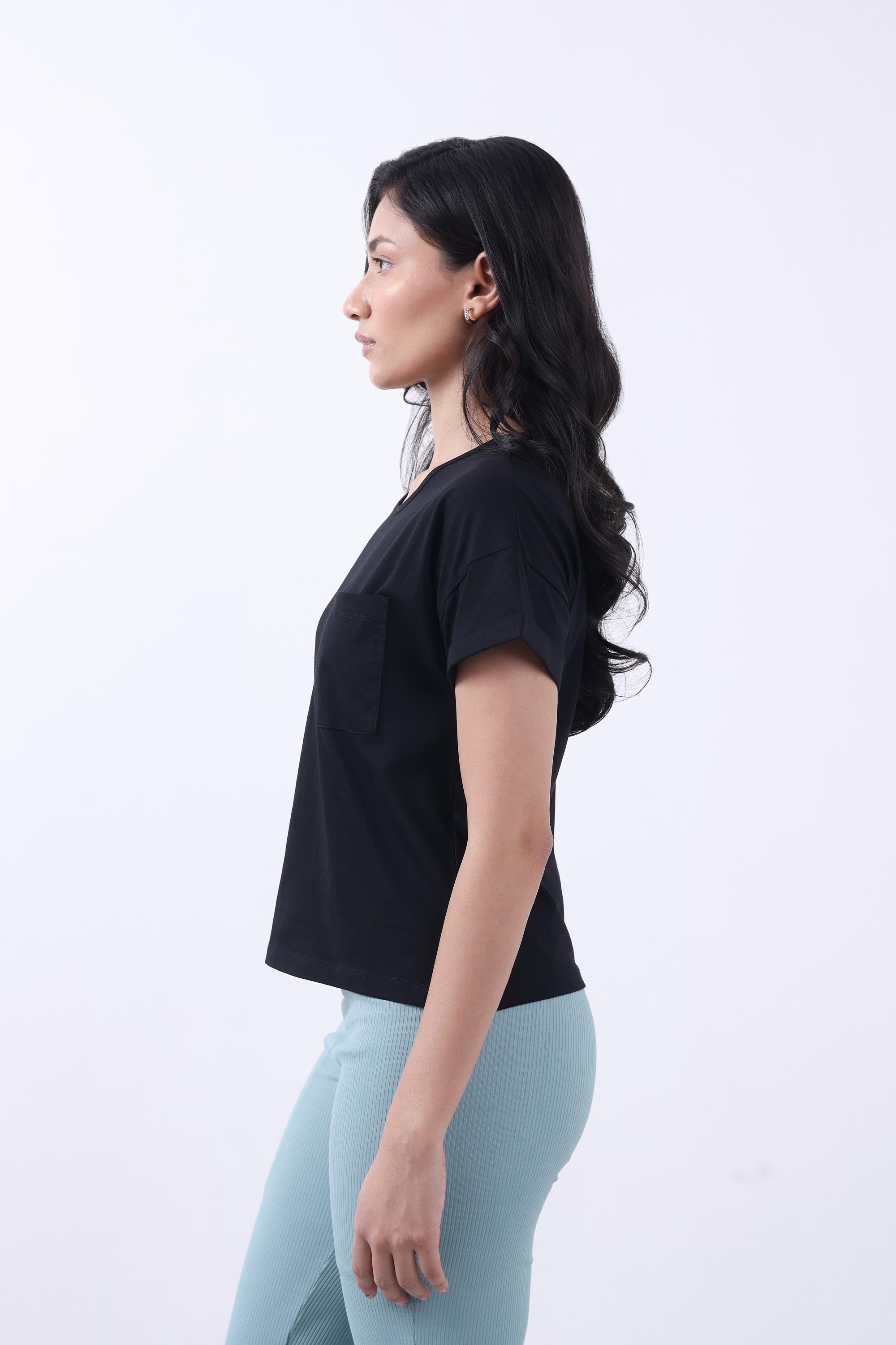 SOLID BLACK WOMEN T-SHIRT-5