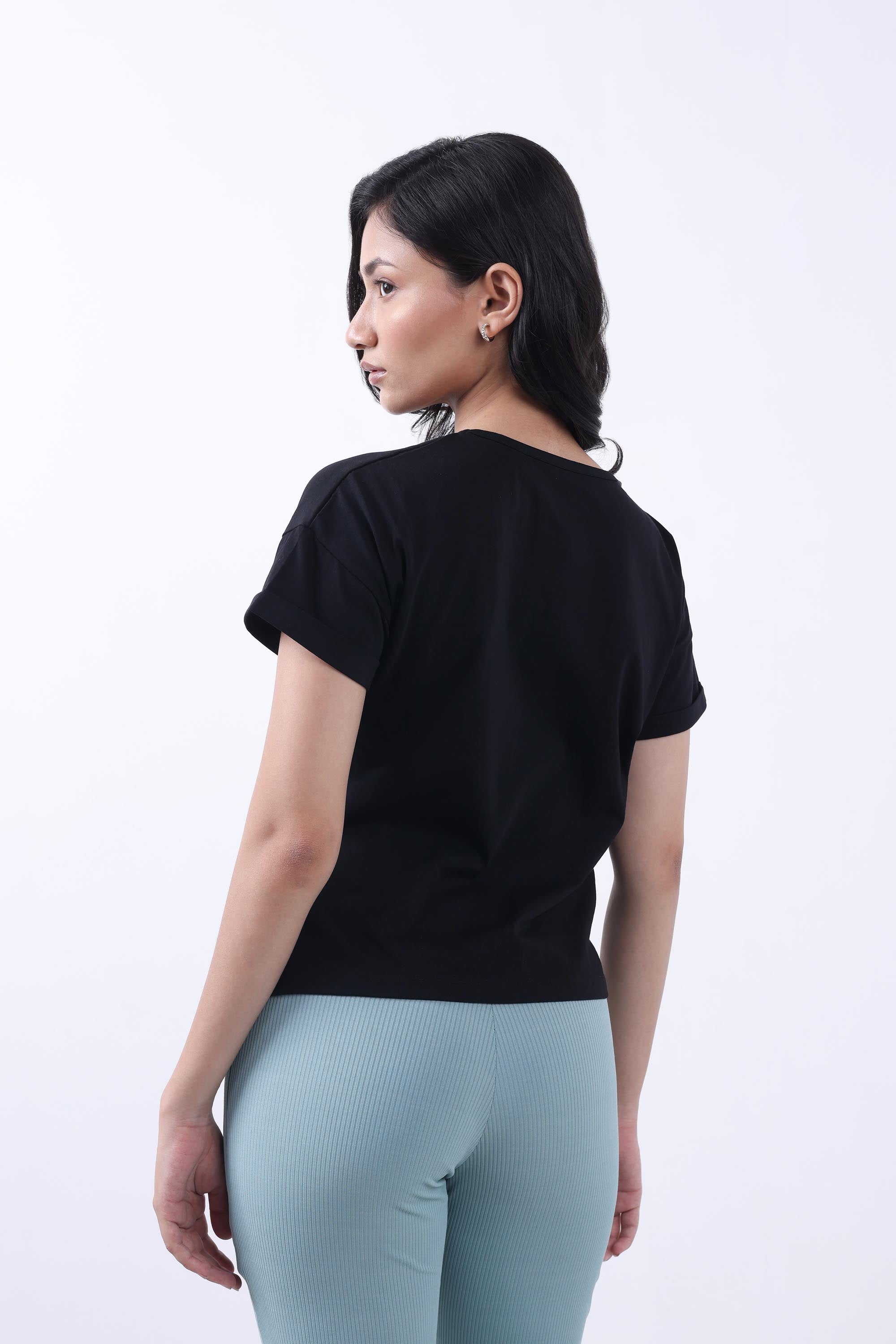 SOLID BLACK WOMEN T-SHIRT-6