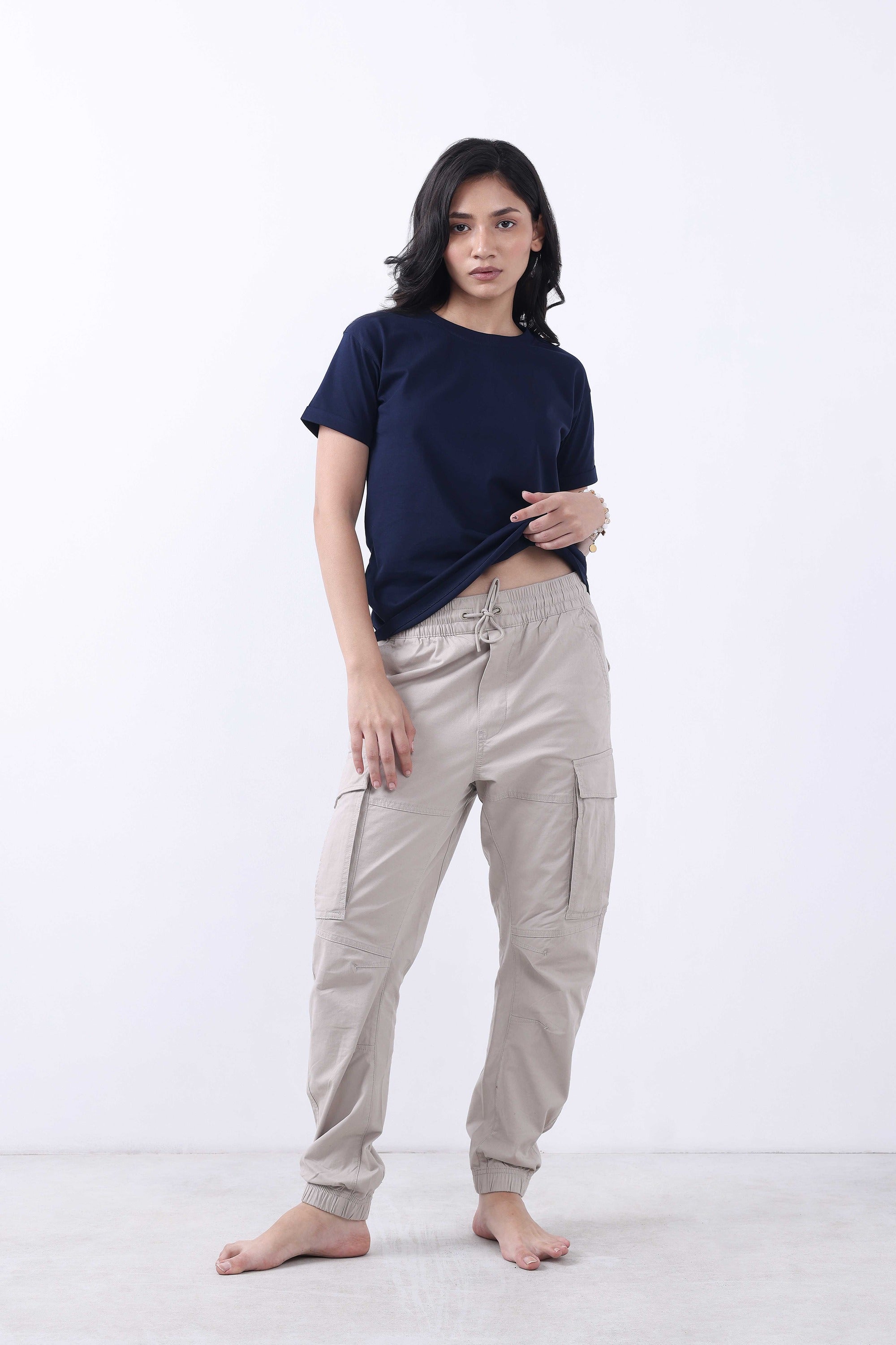 SOLID NAVY WOMEN T-SHIRT-4