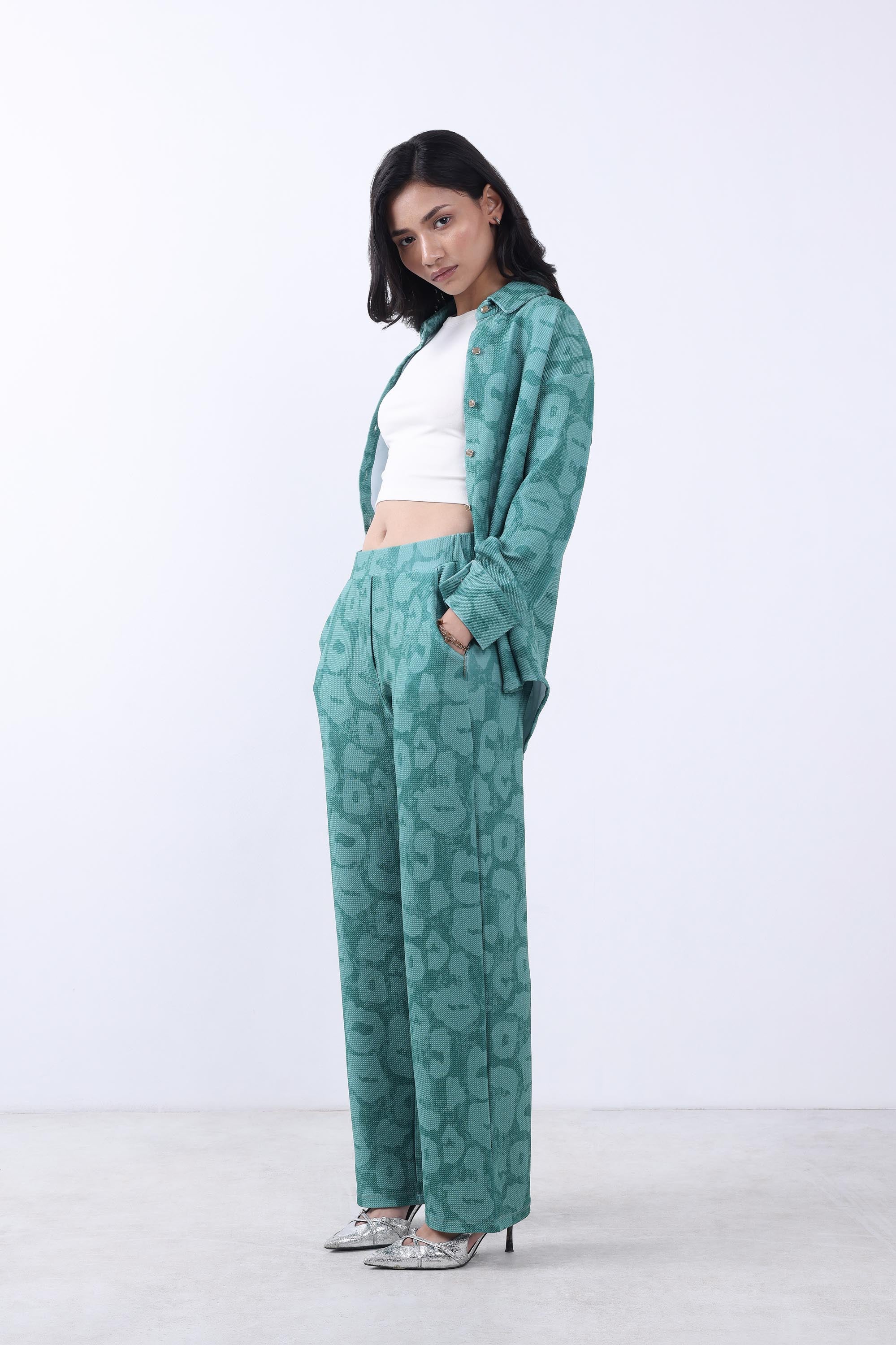 Women Evergreen Oversized Shirt With Trouser Co-ords.-3