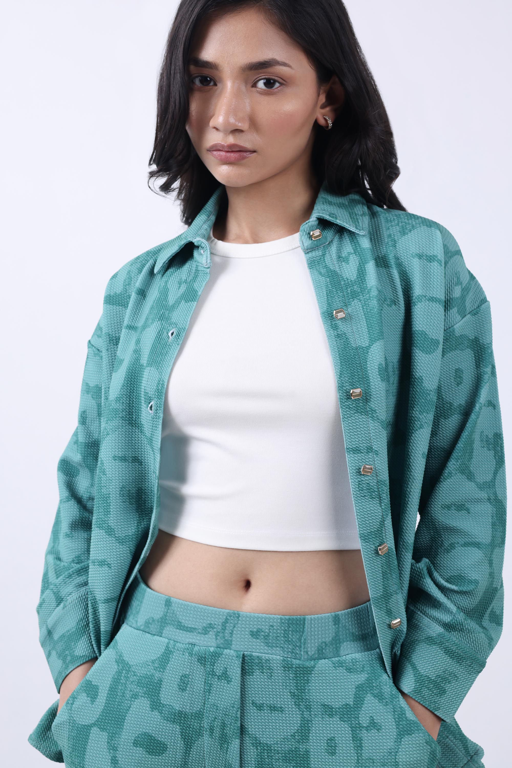 Women Evergreen Oversized Shirt With Trouser Co-ords.-4