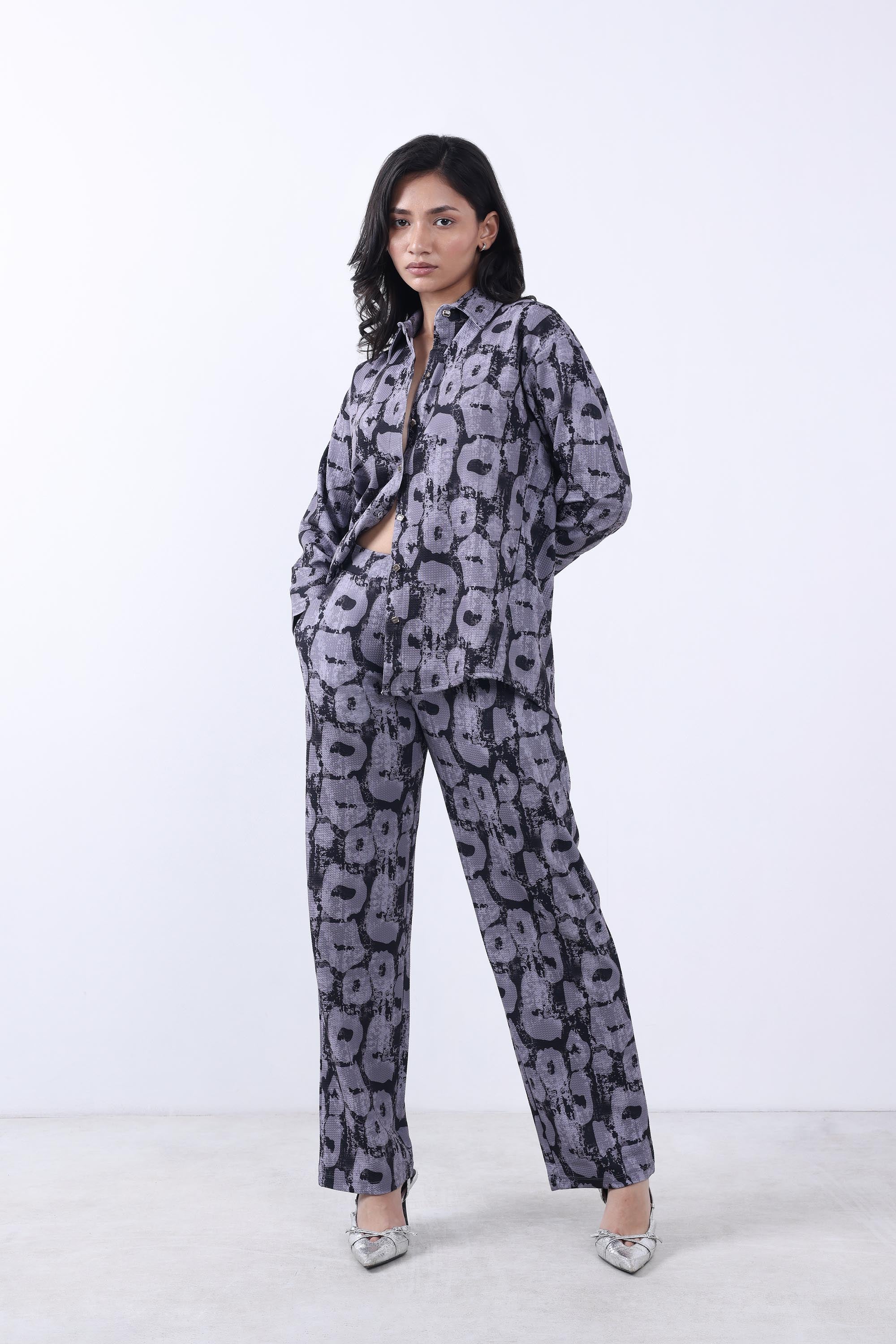 Women Black Oversized Shirt With Trouser Co-ords.-4
