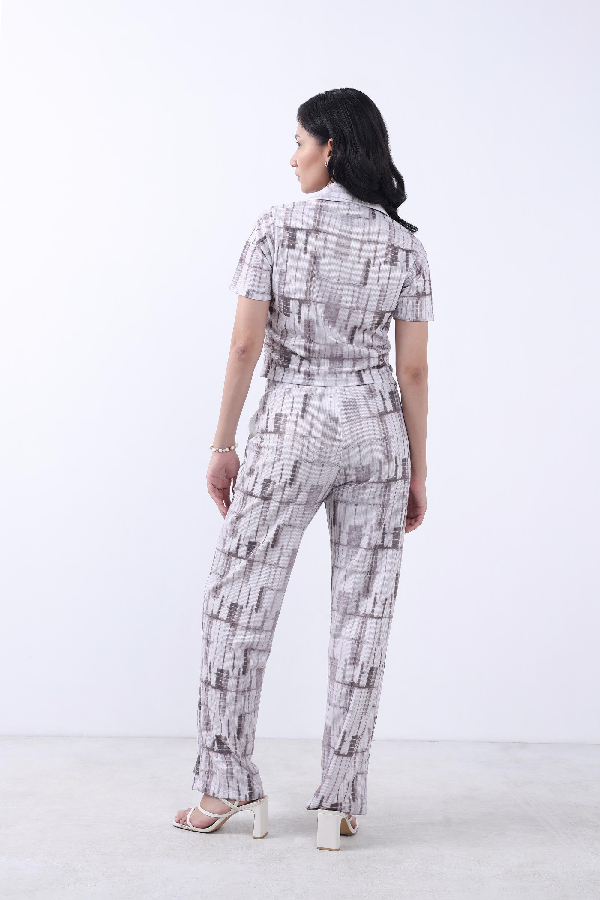 WOMEN BROWN CROP SHIRT WITH TROUSER CO-ORD SET-4