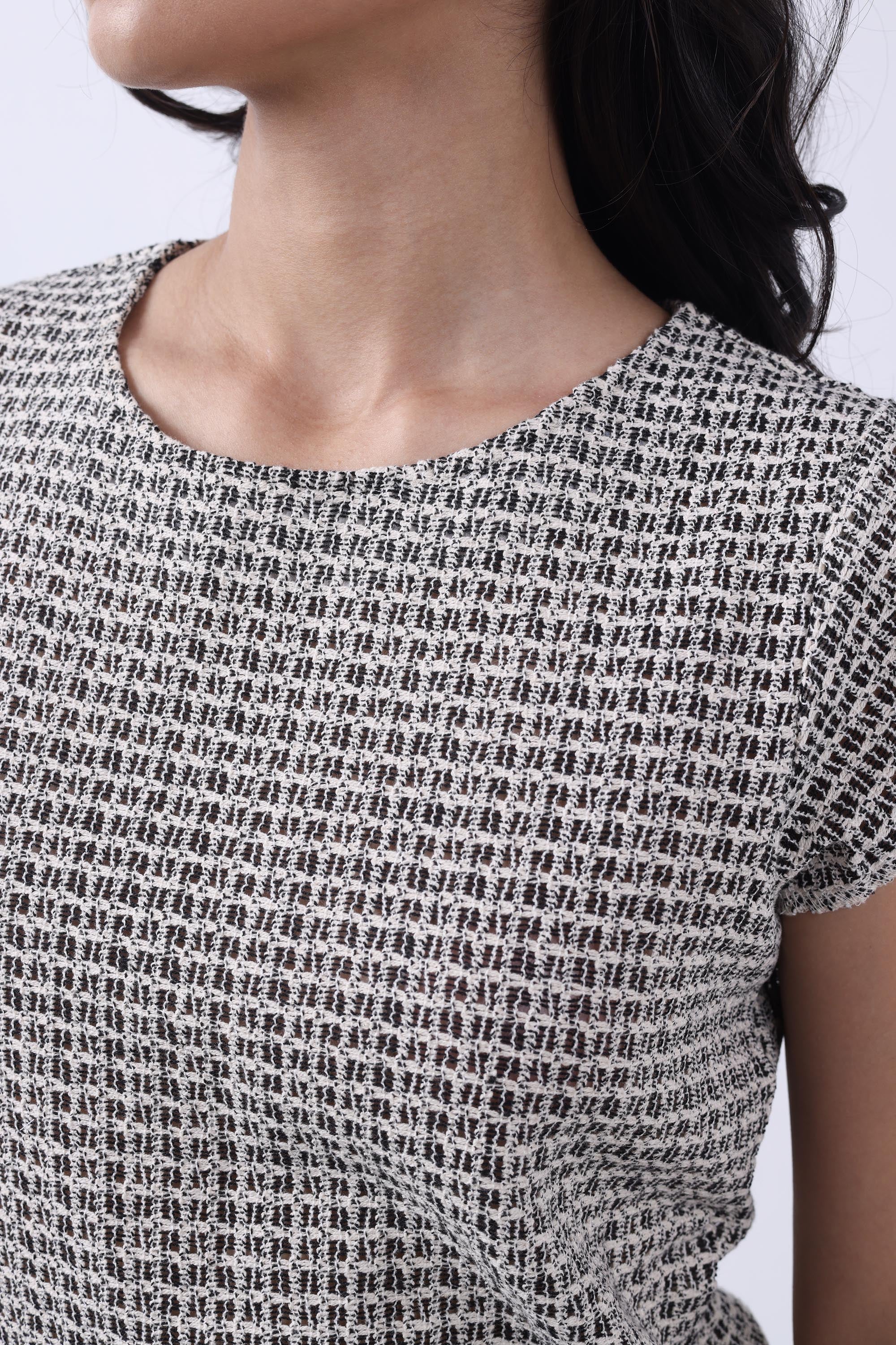 GREY POINTELLE-KNIT WOMEN TOP-5