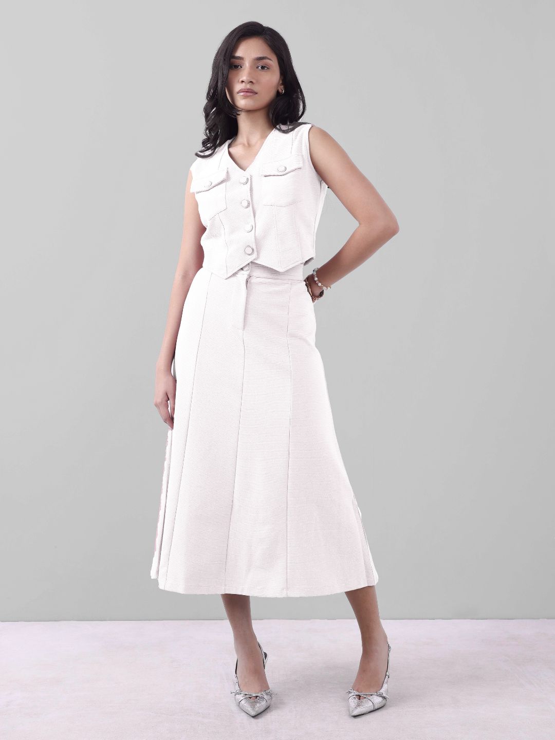 WHITE VEST & SKIRT CO-ORD SET