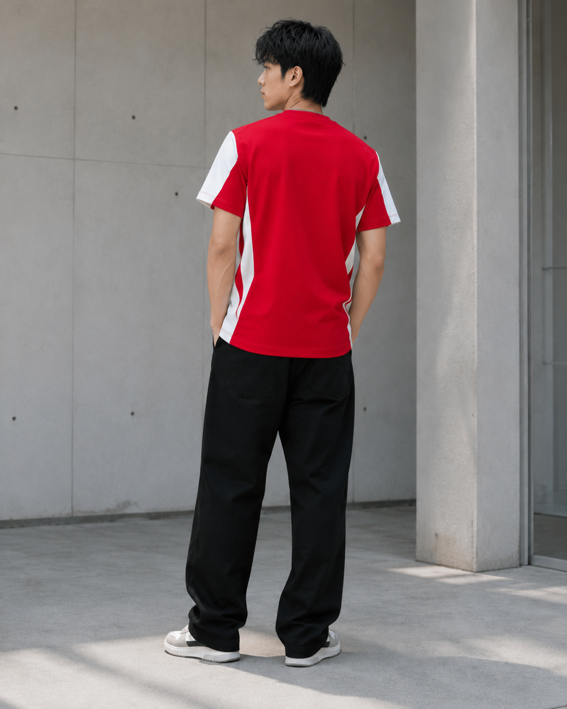 Men Red & White ANTIDOTE Typography Printed Colorblocked Crew Neck T-Shirt-5