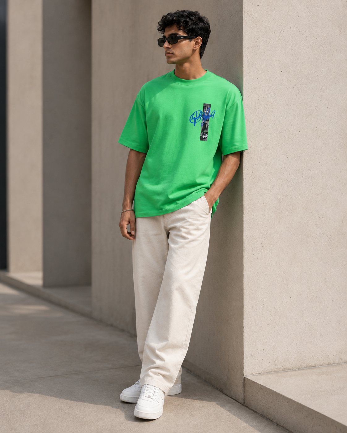 Electric Green "Tradition Lives On" Graphic Oversized T-Shirt-5