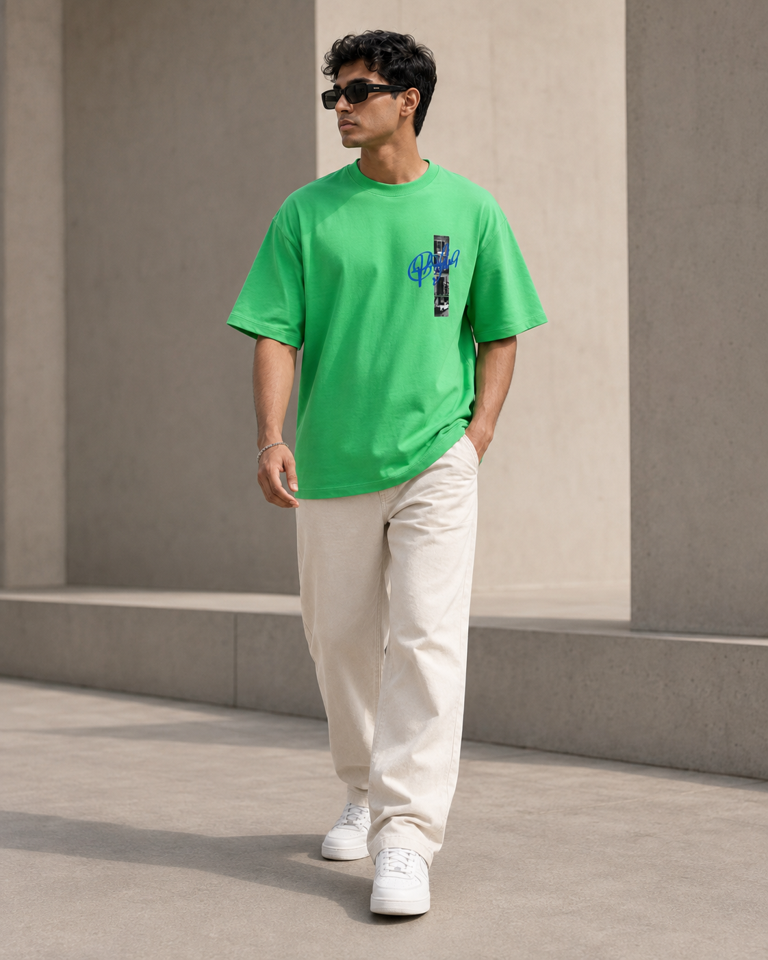Electric Green "Tradition Lives On" Graphic Oversized T-Shirt
