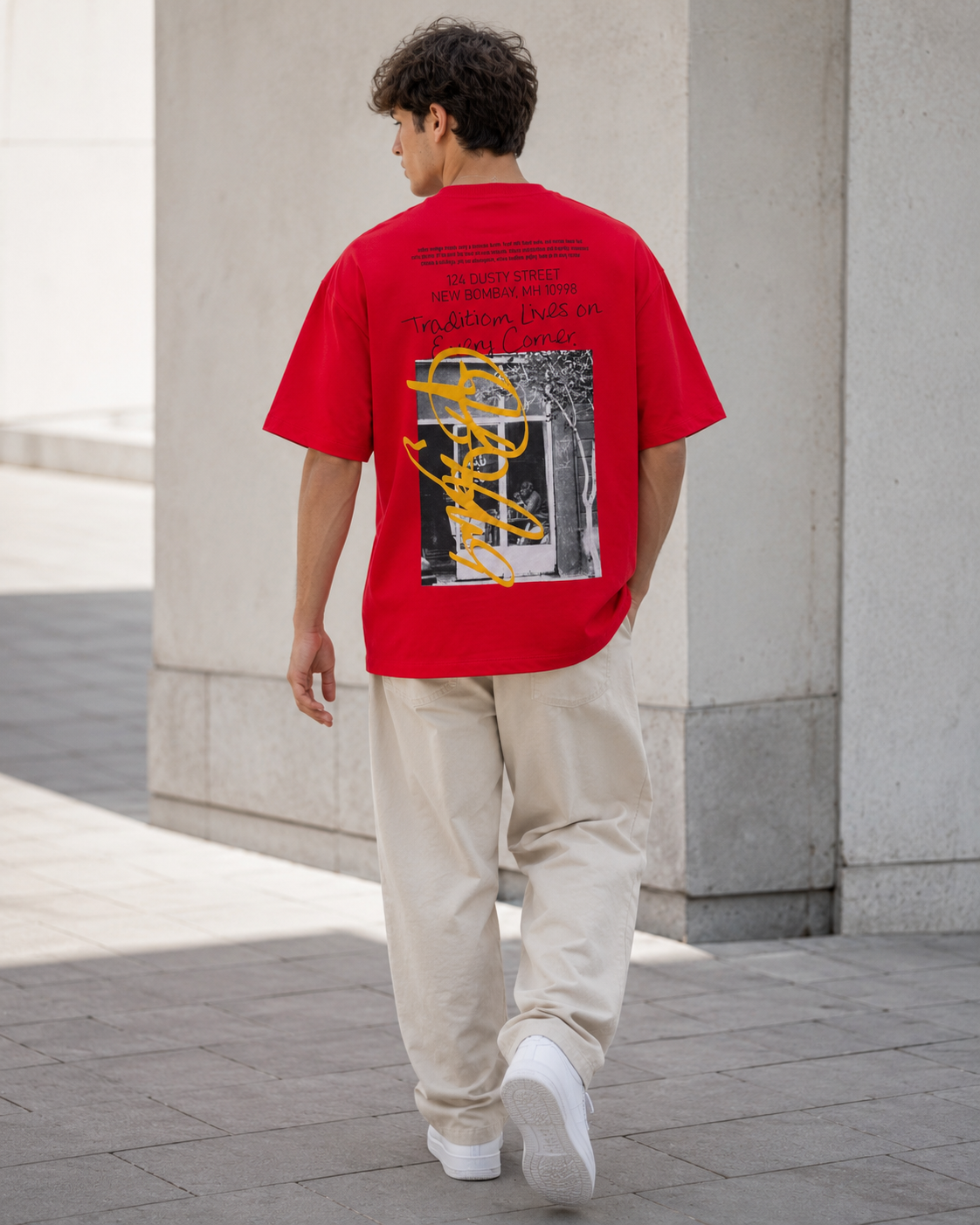 Crimson Red Tradition Lives On Graphic Oversized T-Shirt