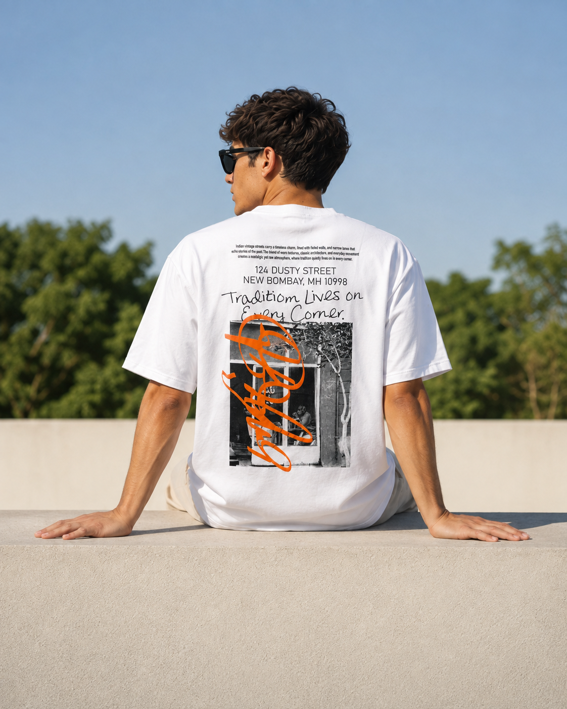 White Tradition Lives On Graphic Oversized T-Shirt