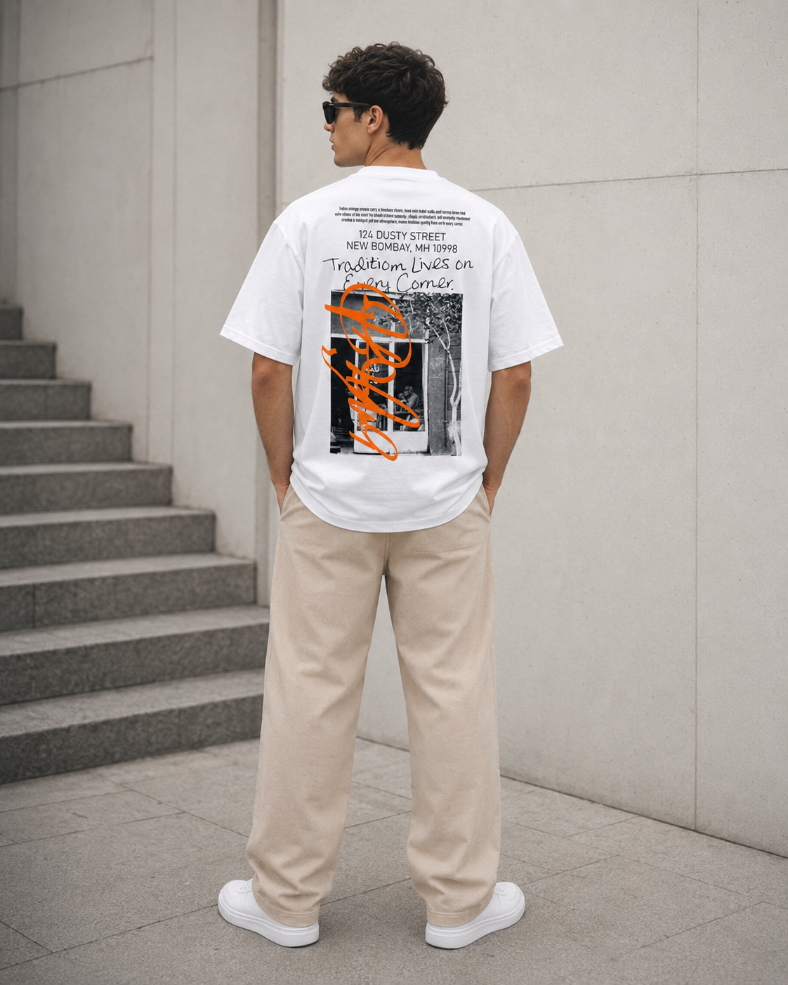 White Tradition Lives On Graphic Oversized T-Shirt-3
