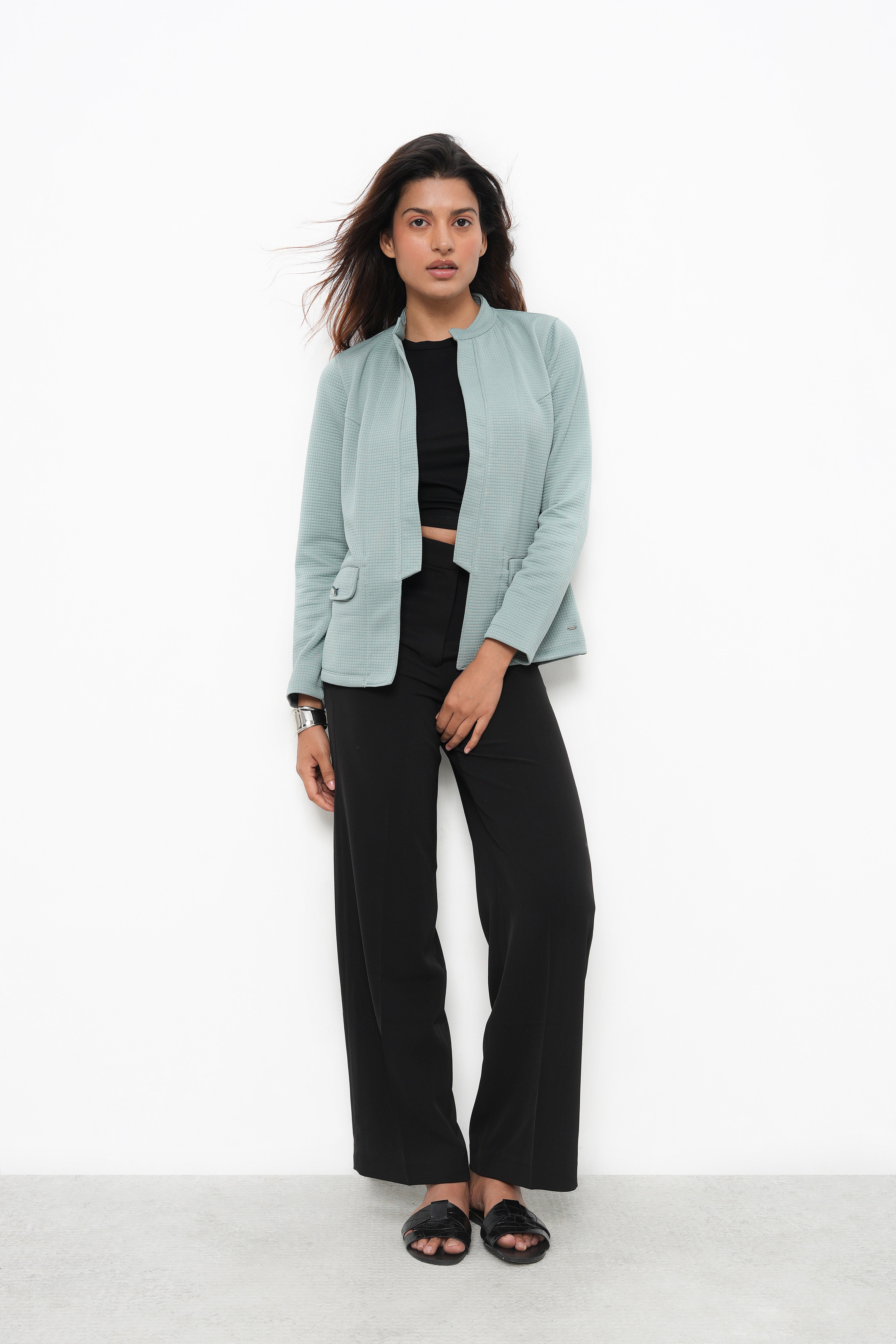 WOMEN PISTA HIGH COLLAR FRONT OPEN BLAZER