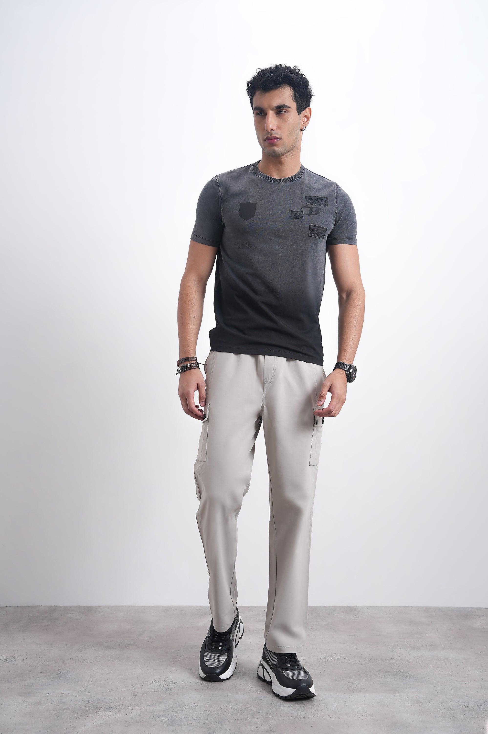 Men’s Charcoal Gradient Patch T-Shirt-3