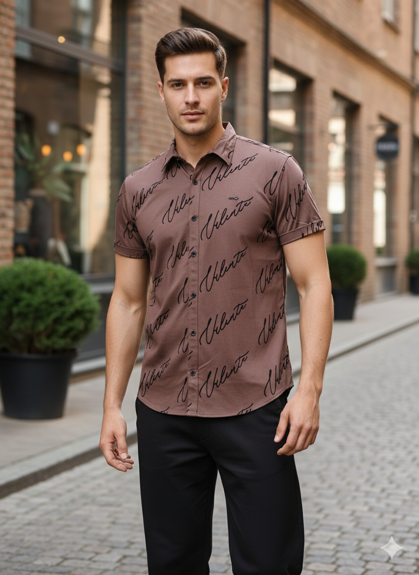Brown coloured printed shirt-3
