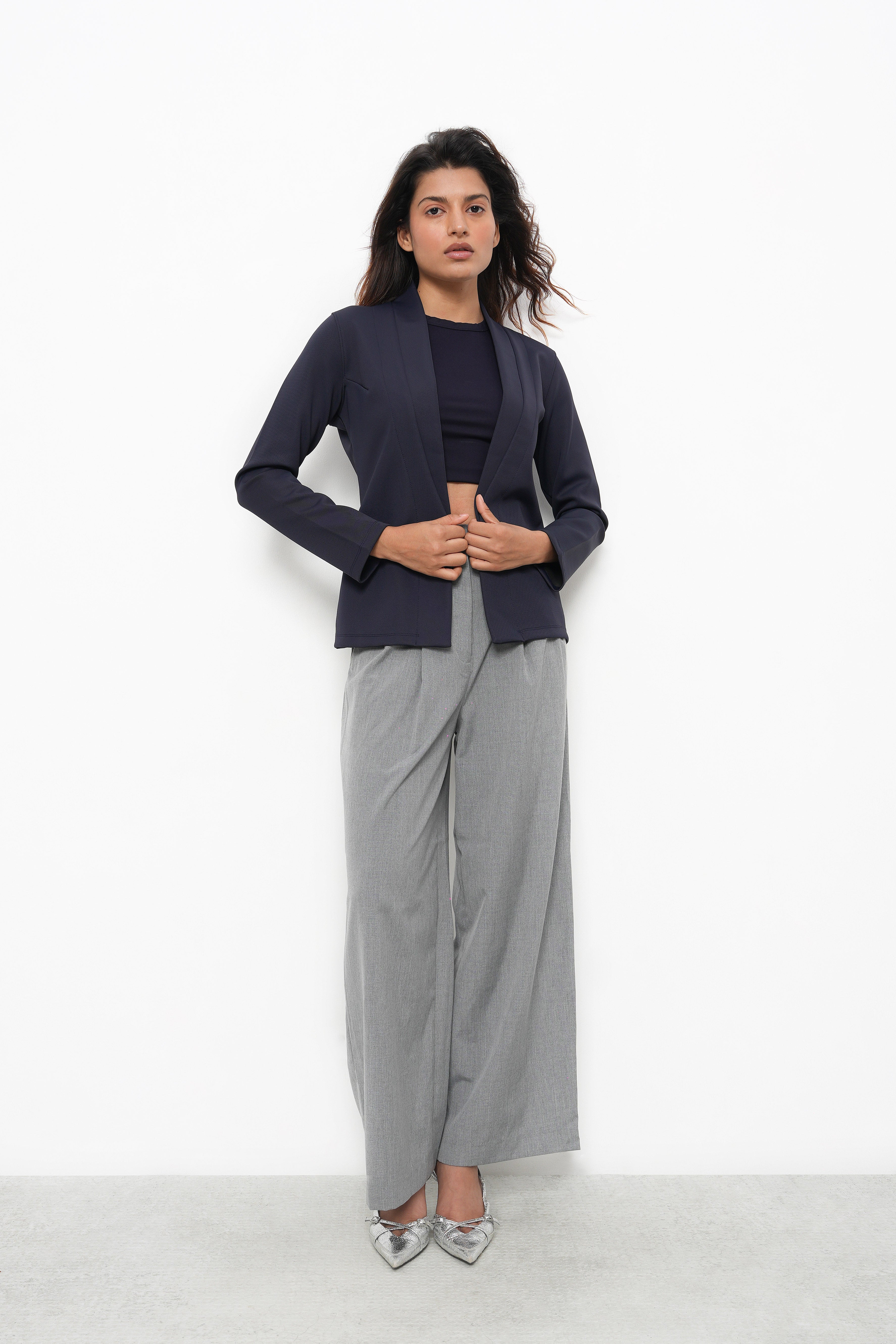 WOMEN NAVY SLIM FIT CASUAL BLAZER-3