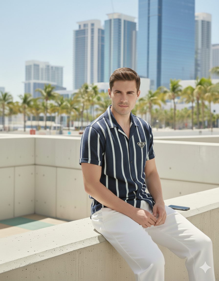 Charcoal & White Stripe Shirt-6