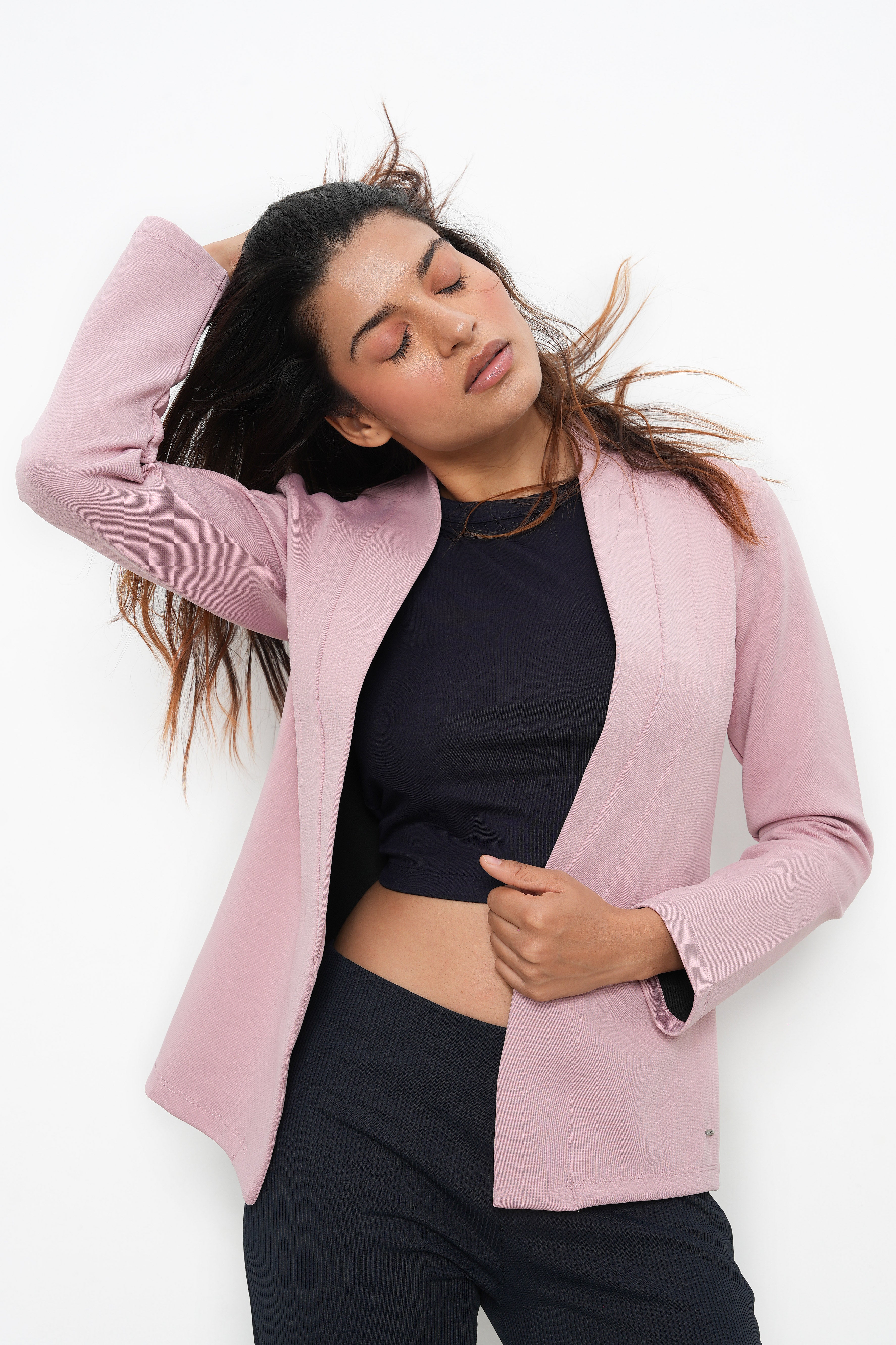 WOMEN PINK SLIM FIT CASUAL BLAZER-3