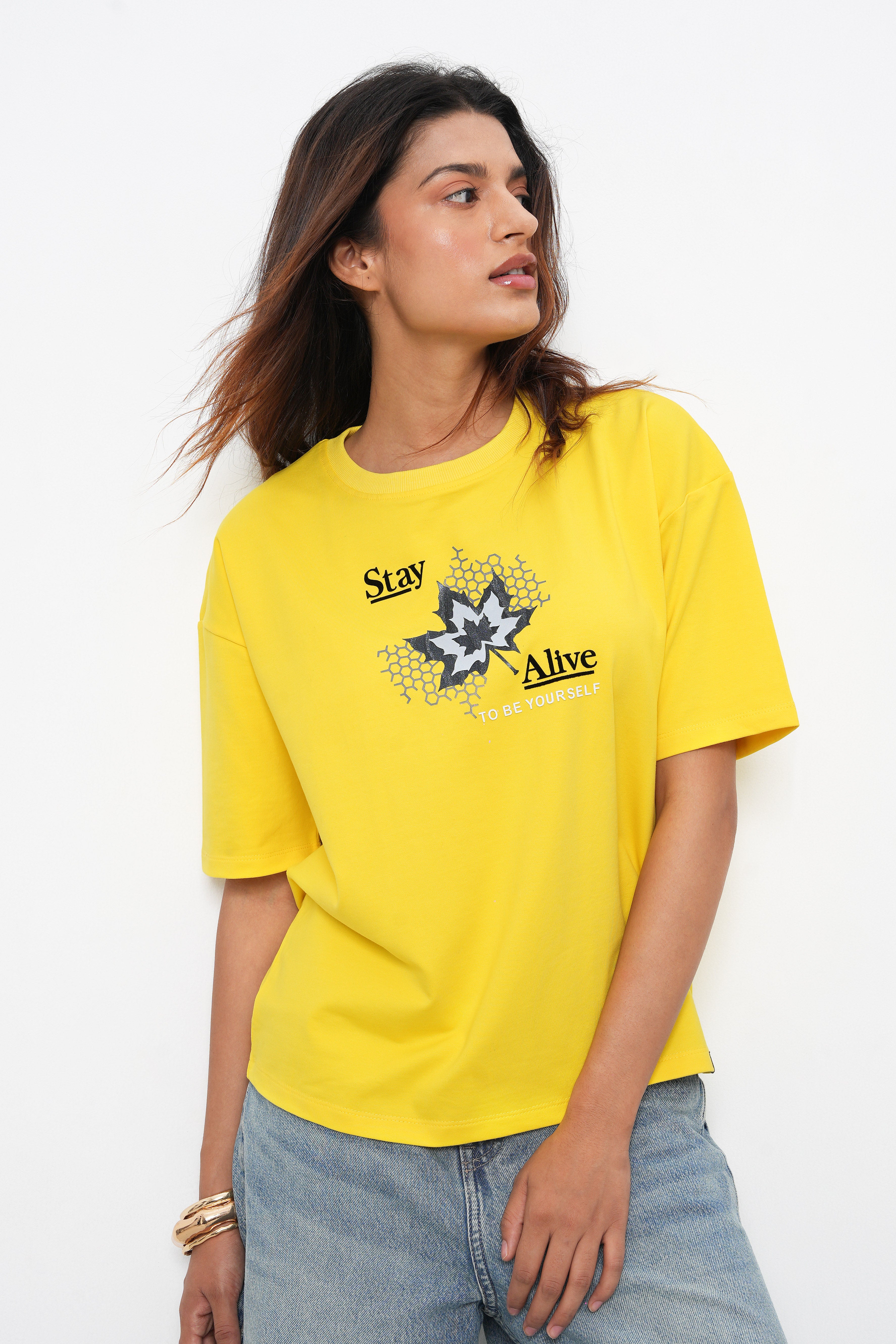 BONNATY FLORAL PRINT COTTON LEMON T-SHIRT-3