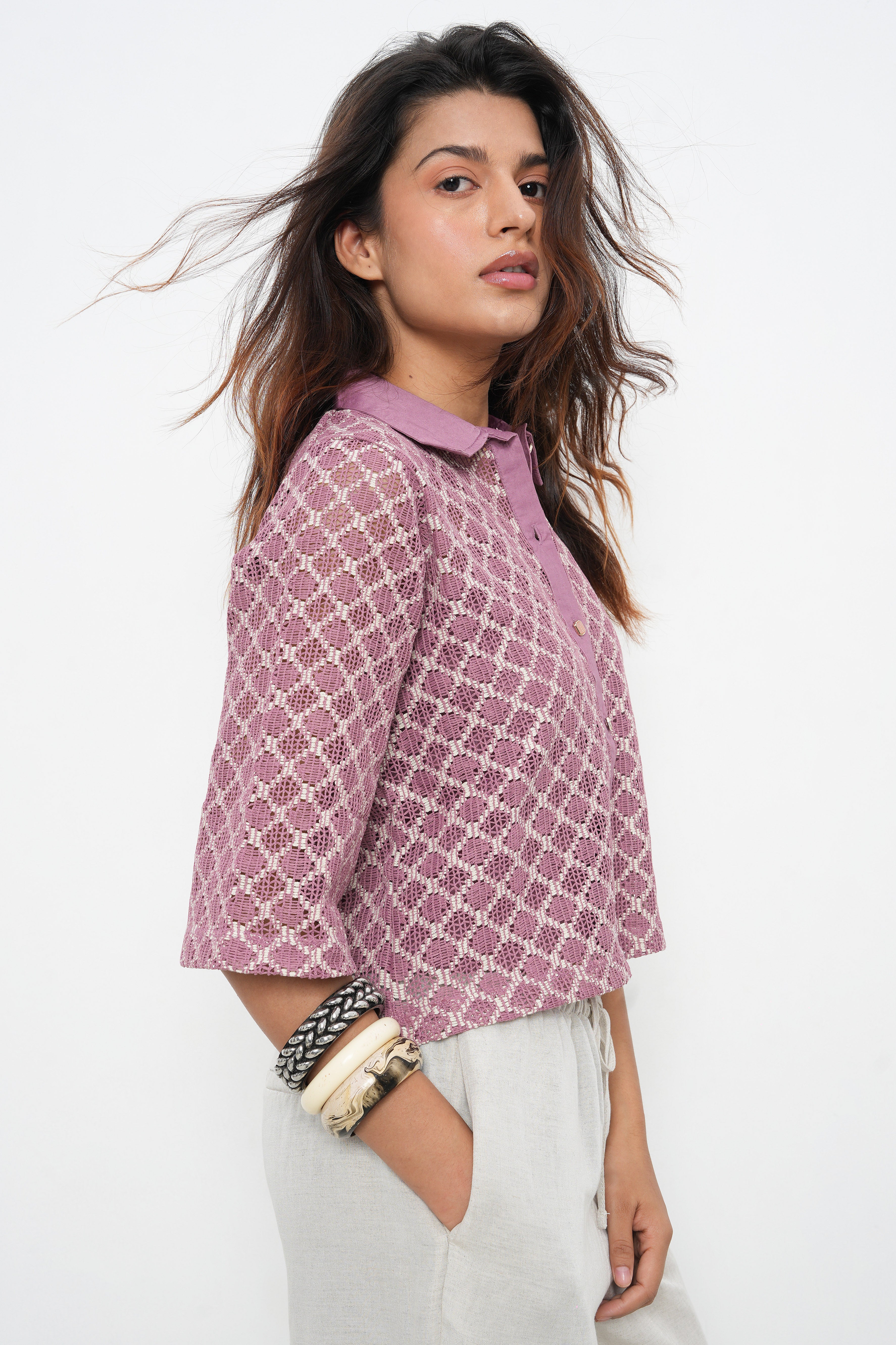 BONNATY PINK PARTY WEAR LACE SHIRT-4
