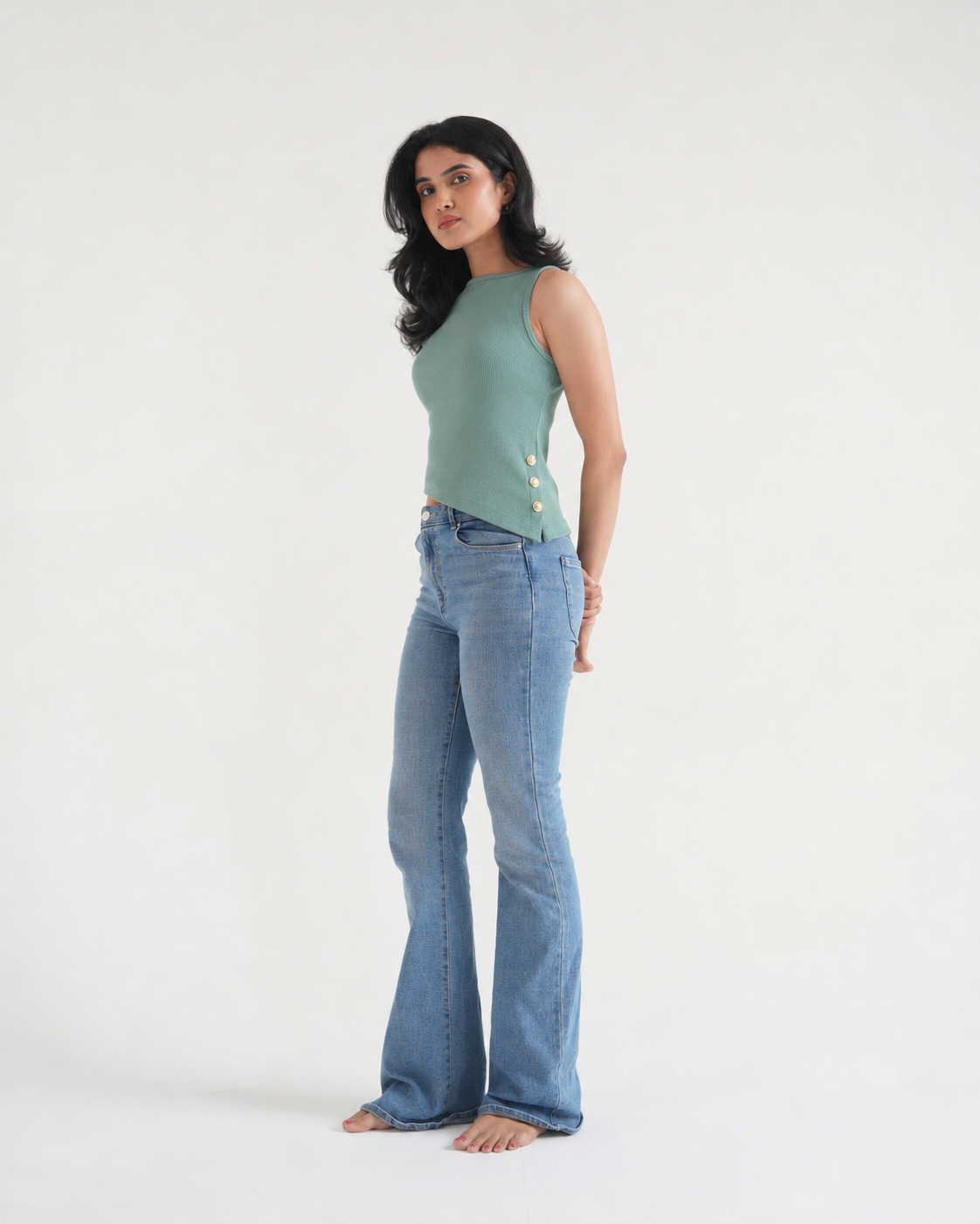 Pista Ribbed Sleeveless Side-Button Top-4