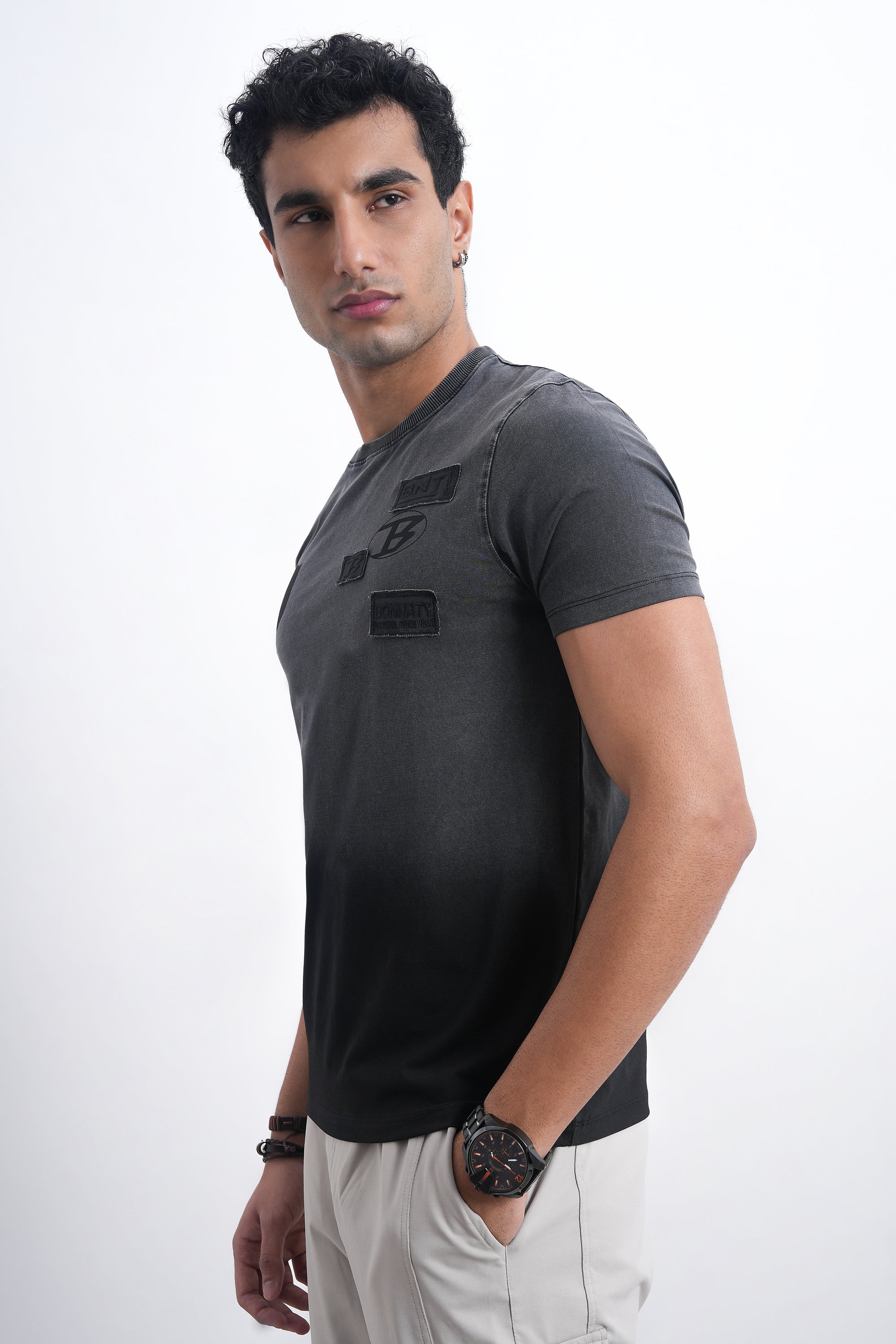 Men’s Charcoal Gradient Patch T-Shirt-4