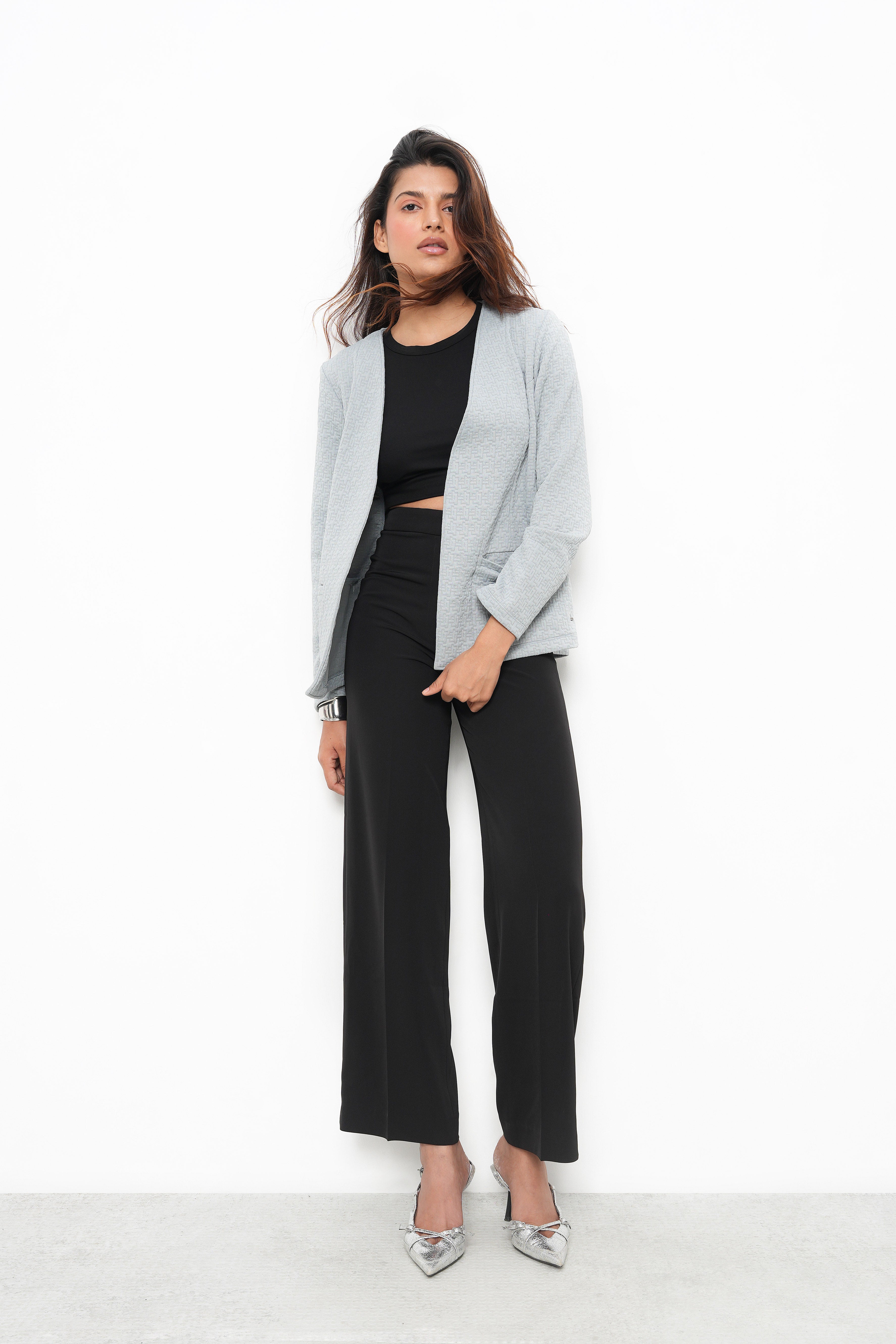 BONNATY CEMENT RELAXED FIT FRONT OPEN BLAZER-4