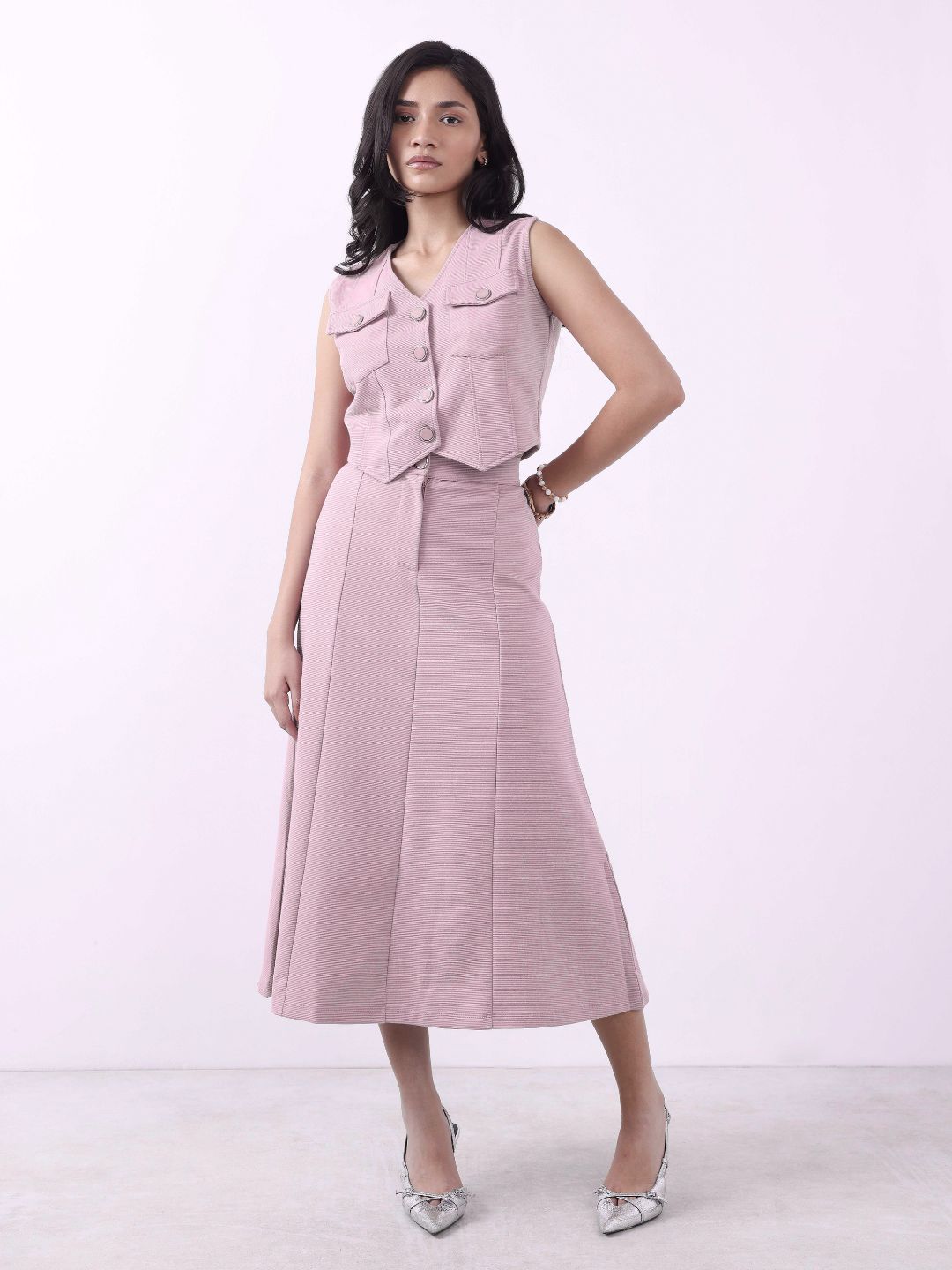PINK VEST & SKIRT CO-ORD SET-4