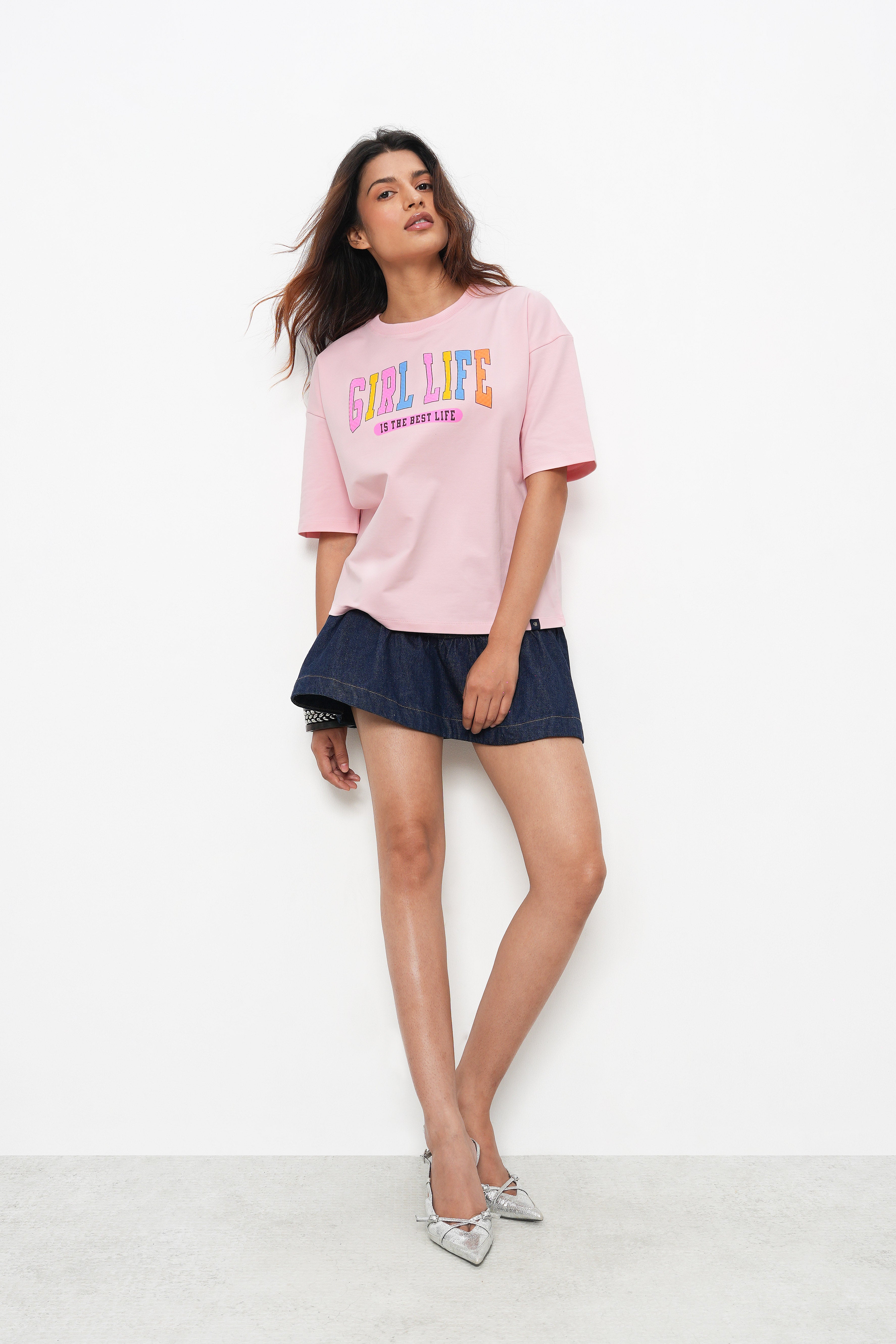 BONNATY PINK PRINTED RELAXED FIT COTTON T-SHIRT-4