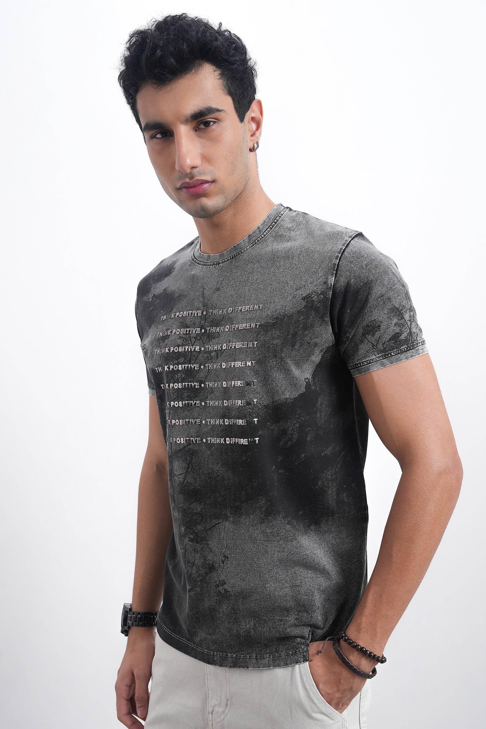 Men’s Vintage Acid Wash Typography Tee – Faded Black-5