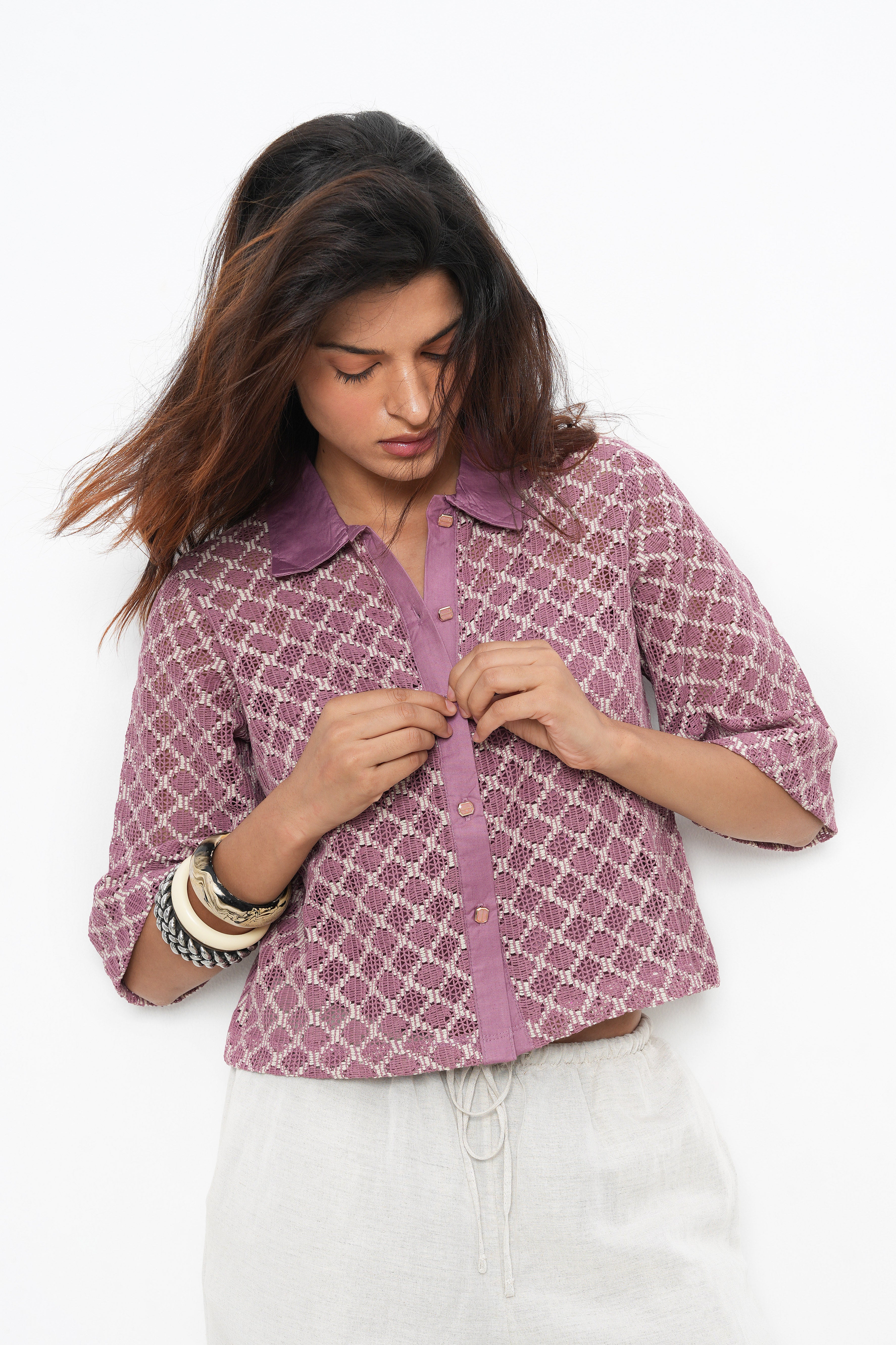BONNATY PINK PARTY WEAR LACE SHIRT-6