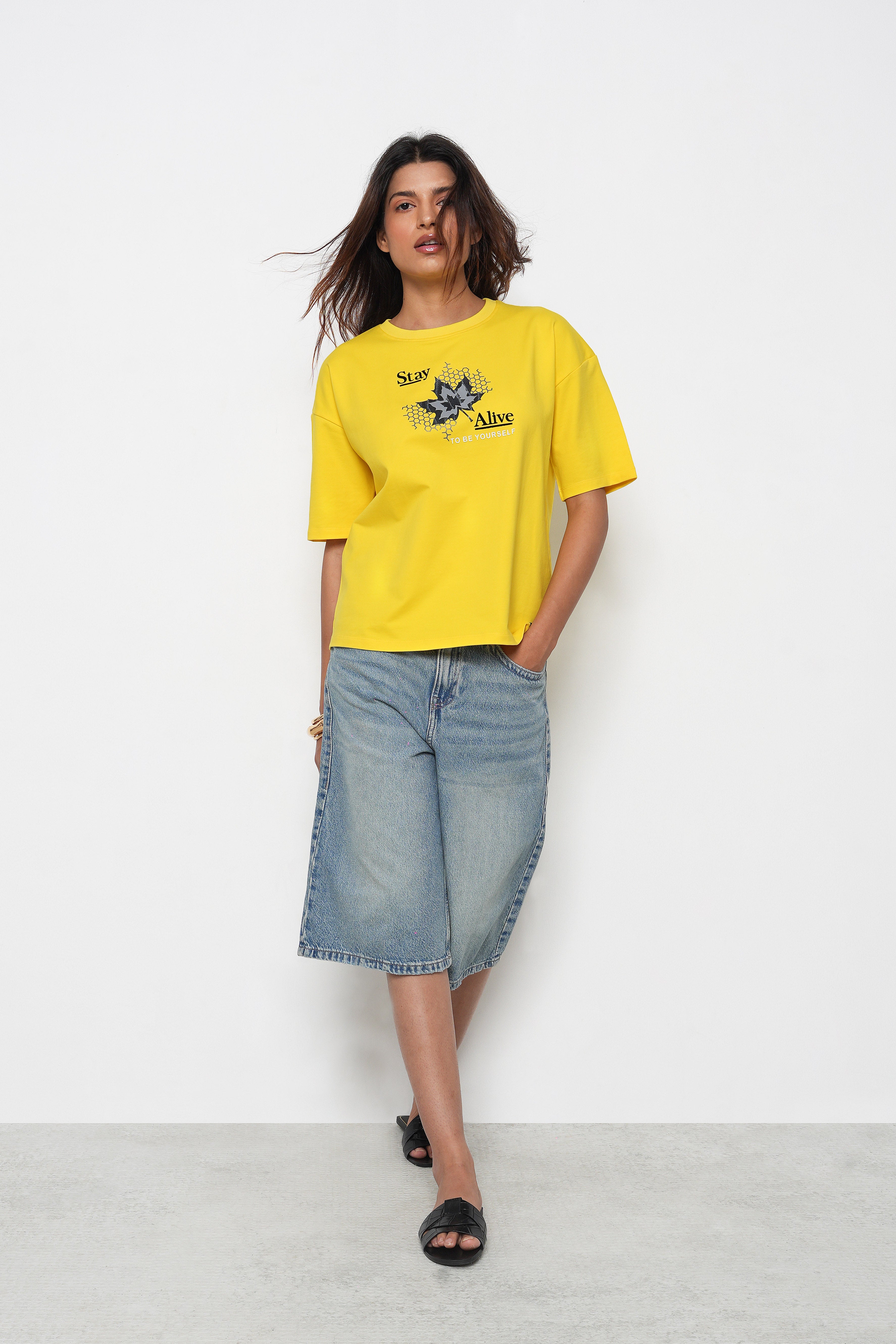 BONNATY FLORAL PRINT COTTON LEMON T-SHIRT-5