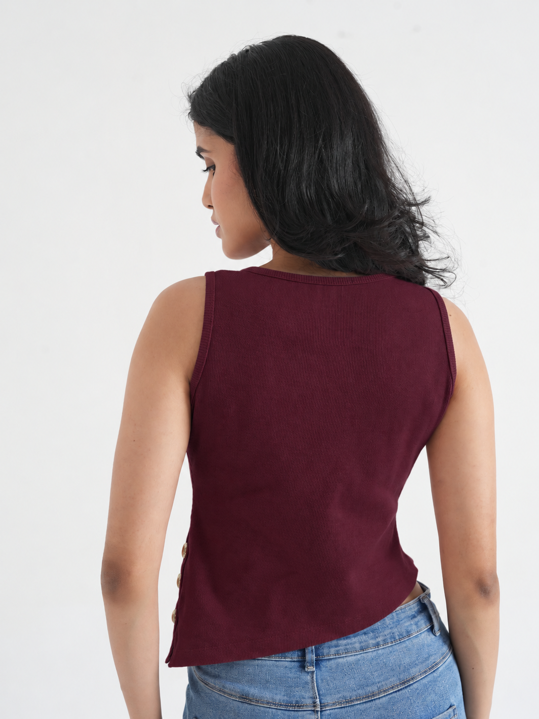 Chilly Ribbed Sleeveless Side-Button Top-4