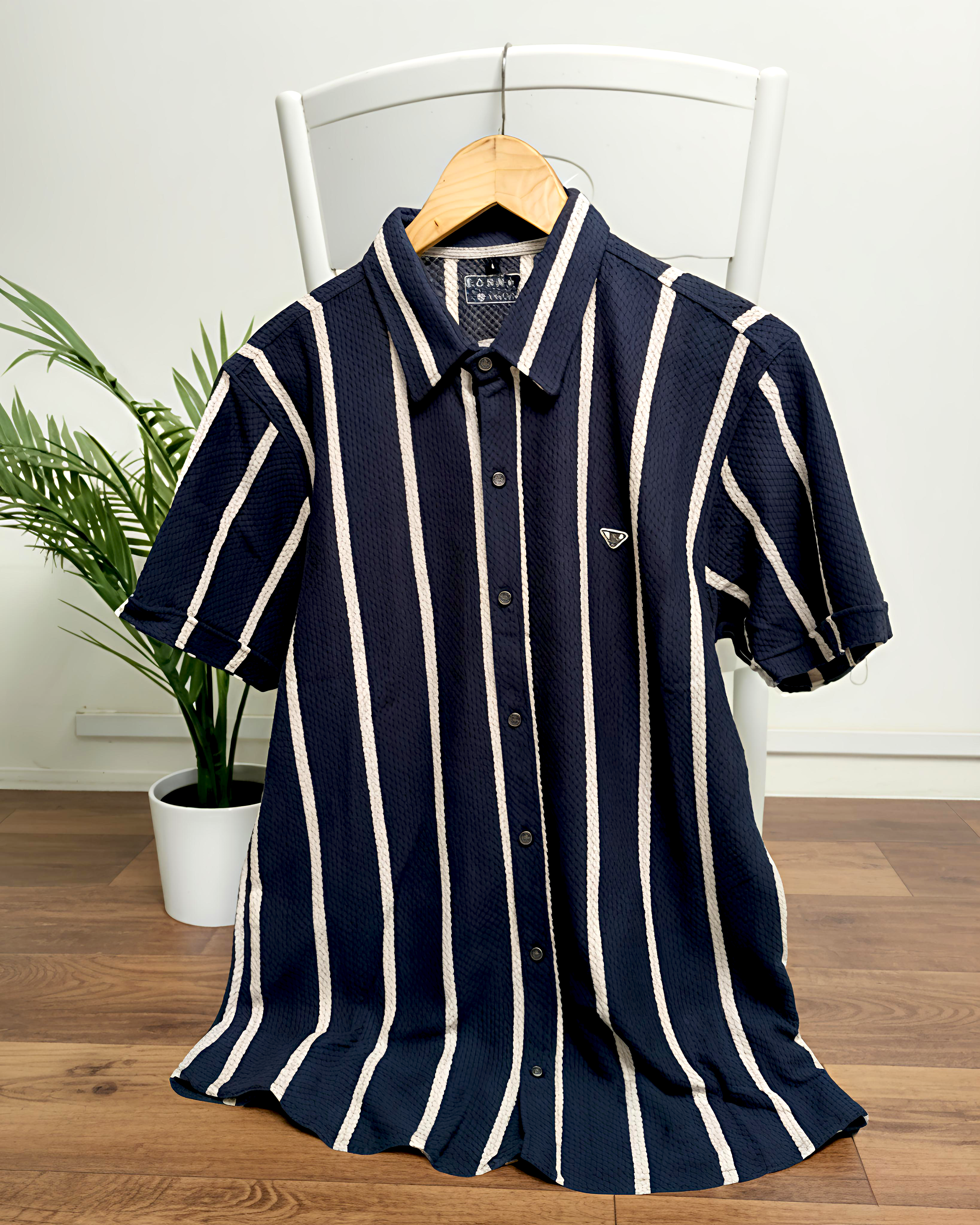 Charcoal & White Stripe Shirt-3