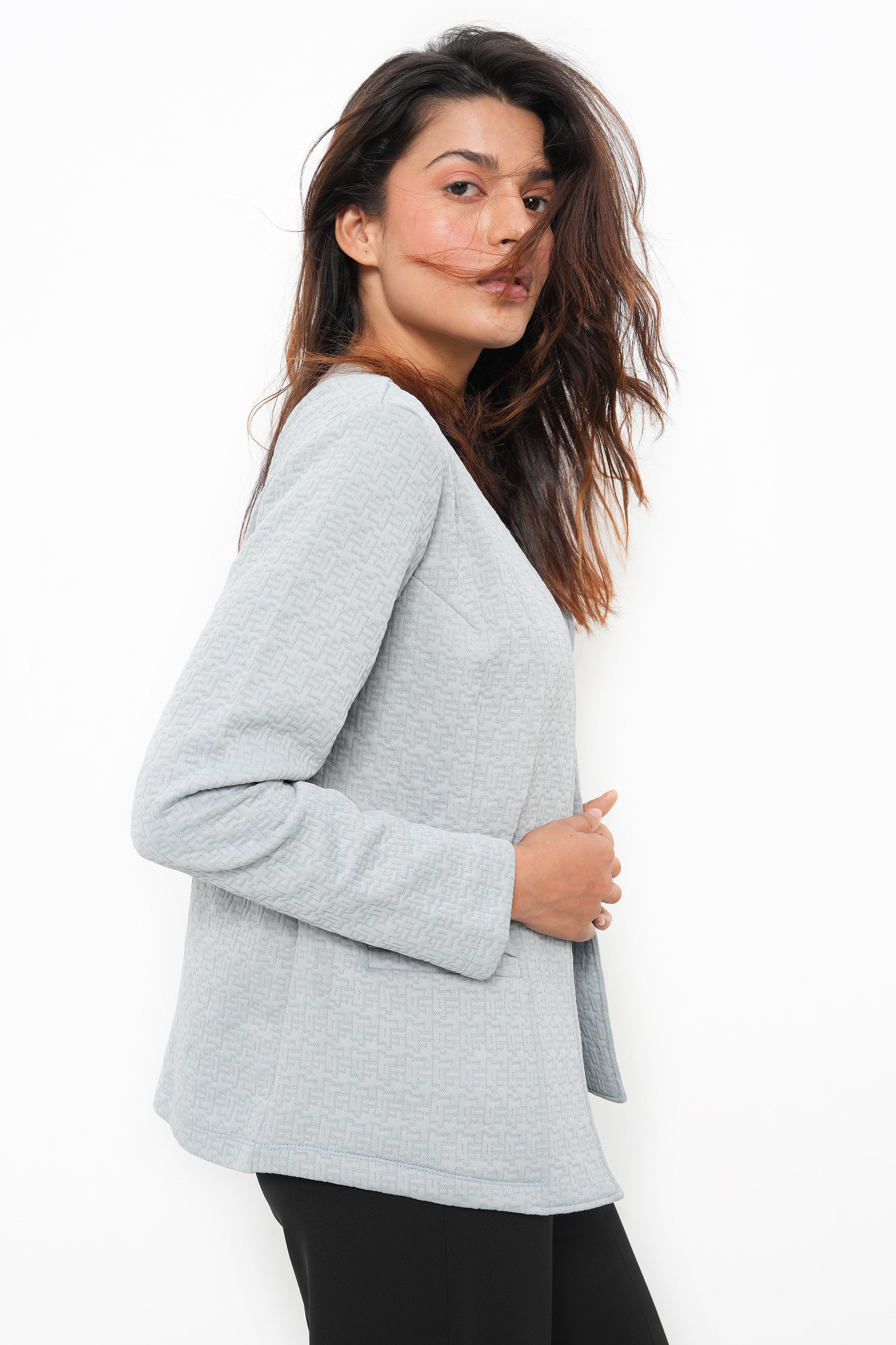 BONNATY CEMENT RELAXED FIT FRONT OPEN BLAZER-5