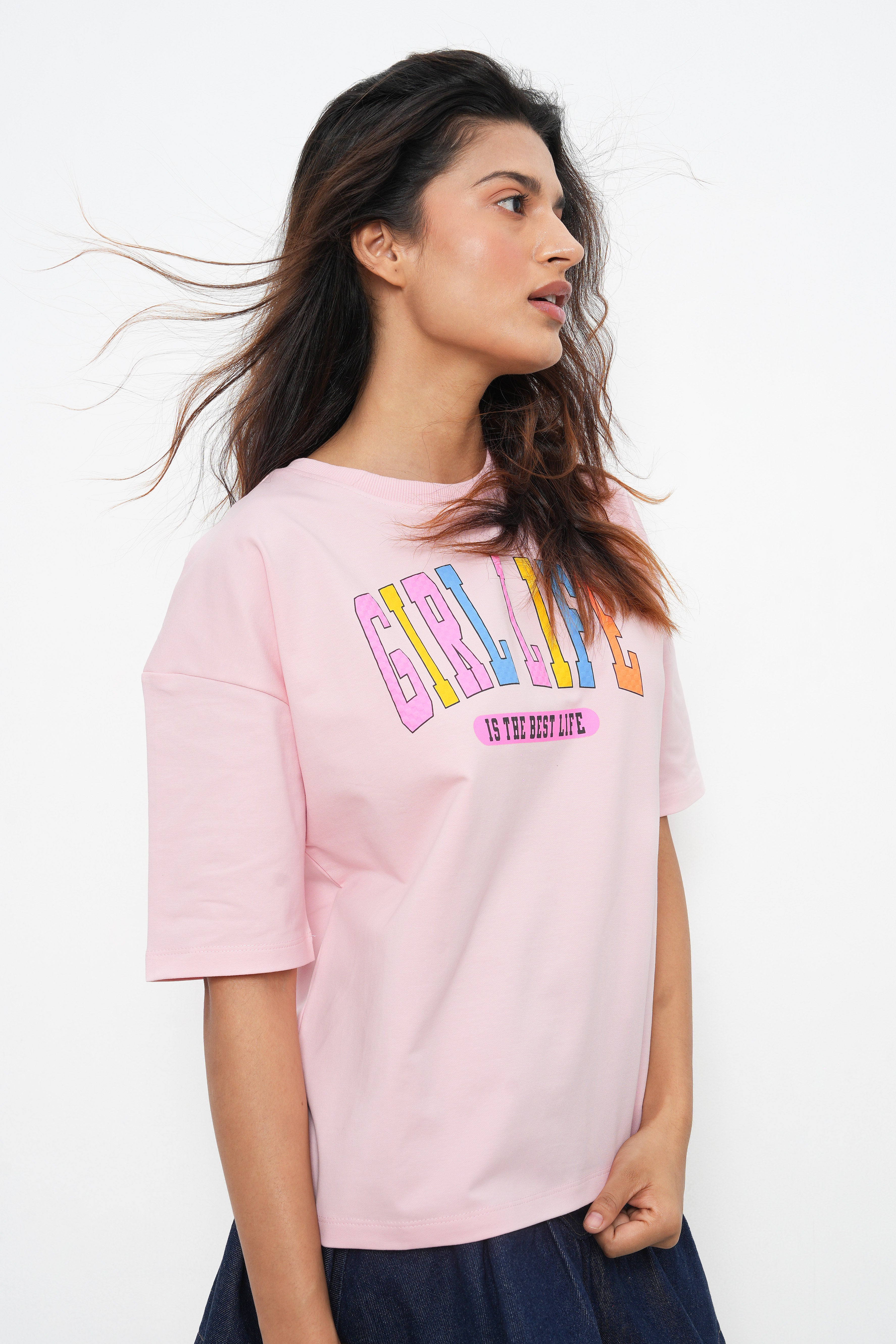 BONNATY PINK PRINTED RELAXED FIT COTTON T-SHIRT-5