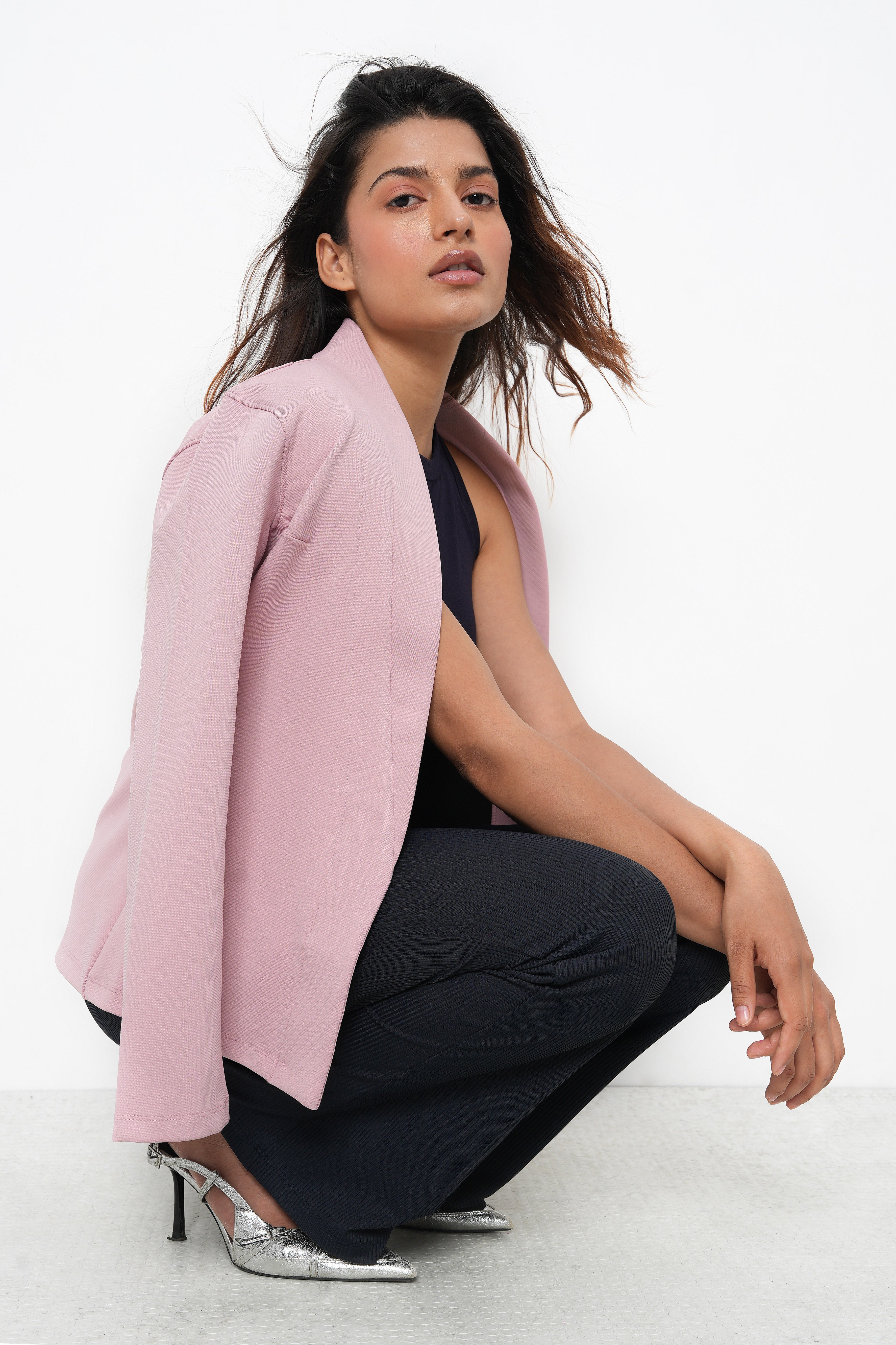 WOMEN PINK SLIM FIT CASUAL BLAZER-5