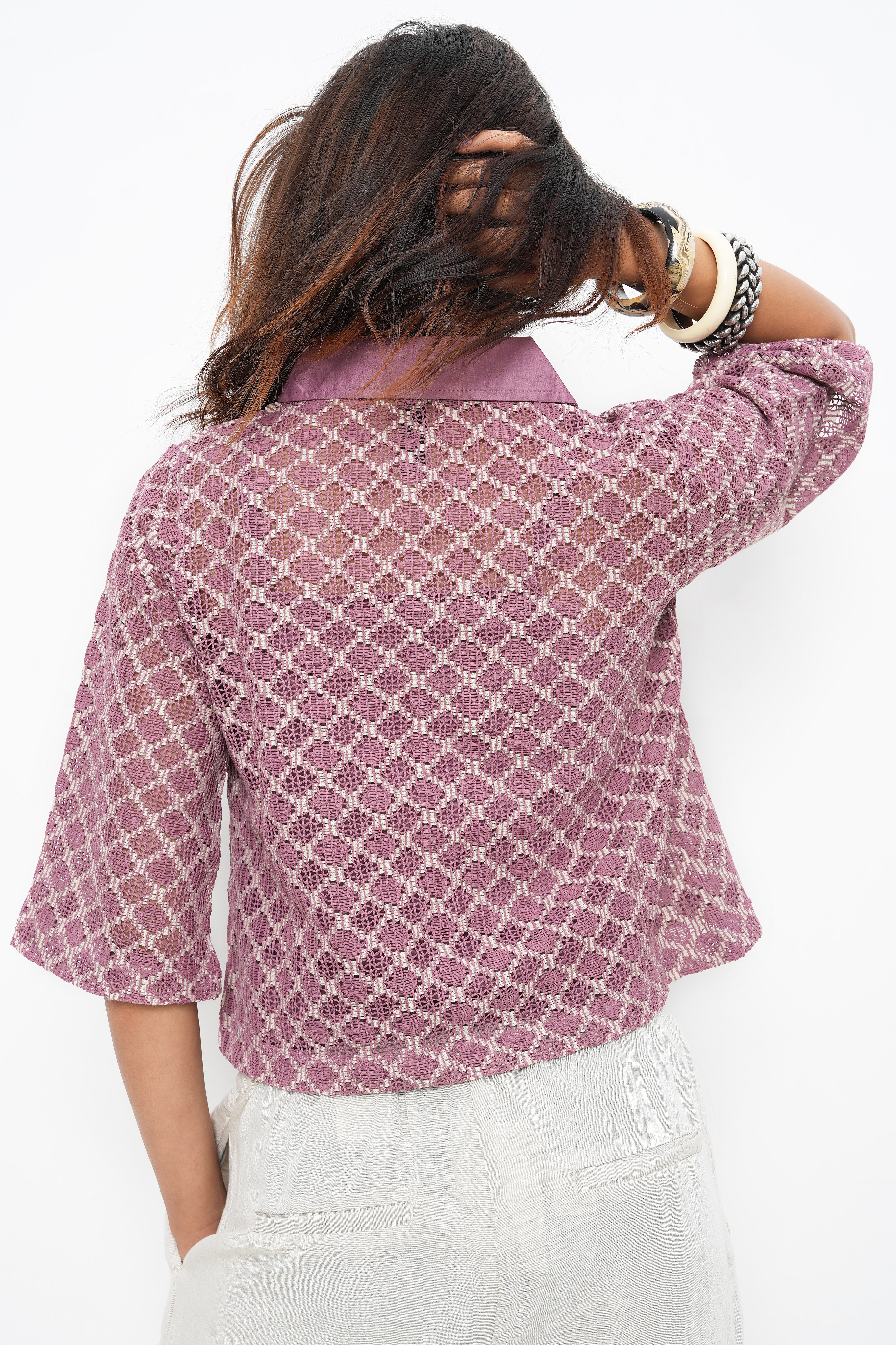 BONNATY PINK PARTY WEAR LACE SHIRT-7