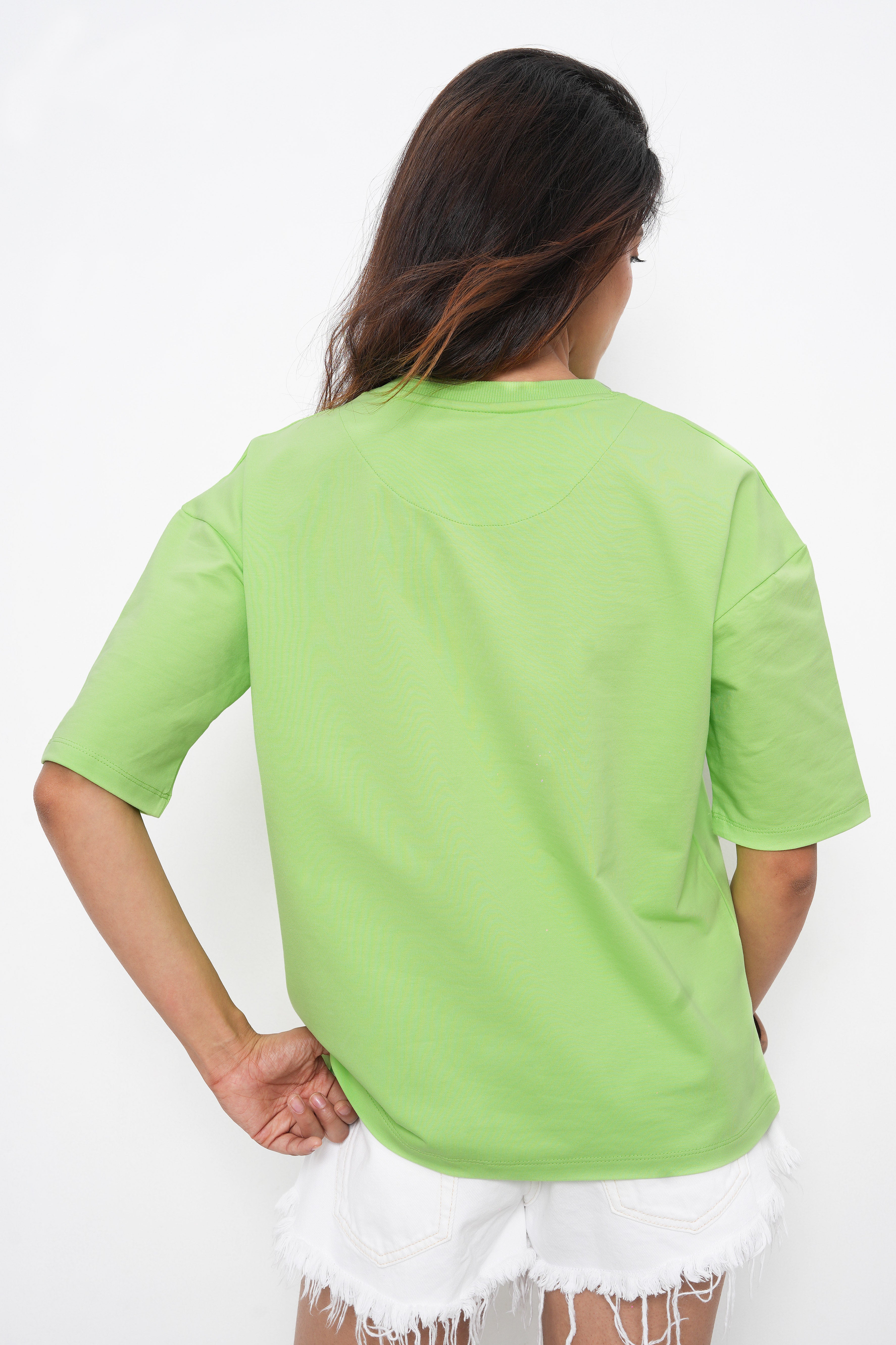 BONNATY COTTON OVERSIZED LIME T-SHIRT-6
