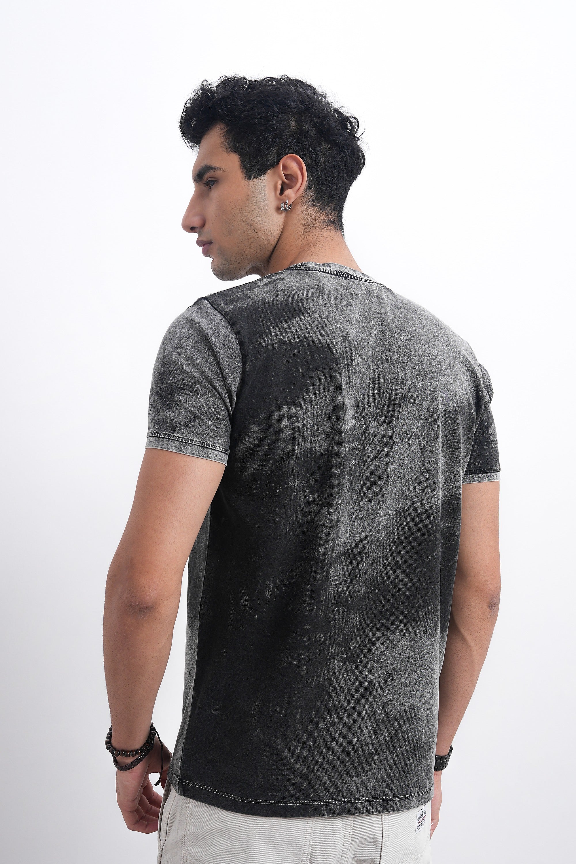 Men’s Vintage Acid Wash Typography Tee – Faded Black-6