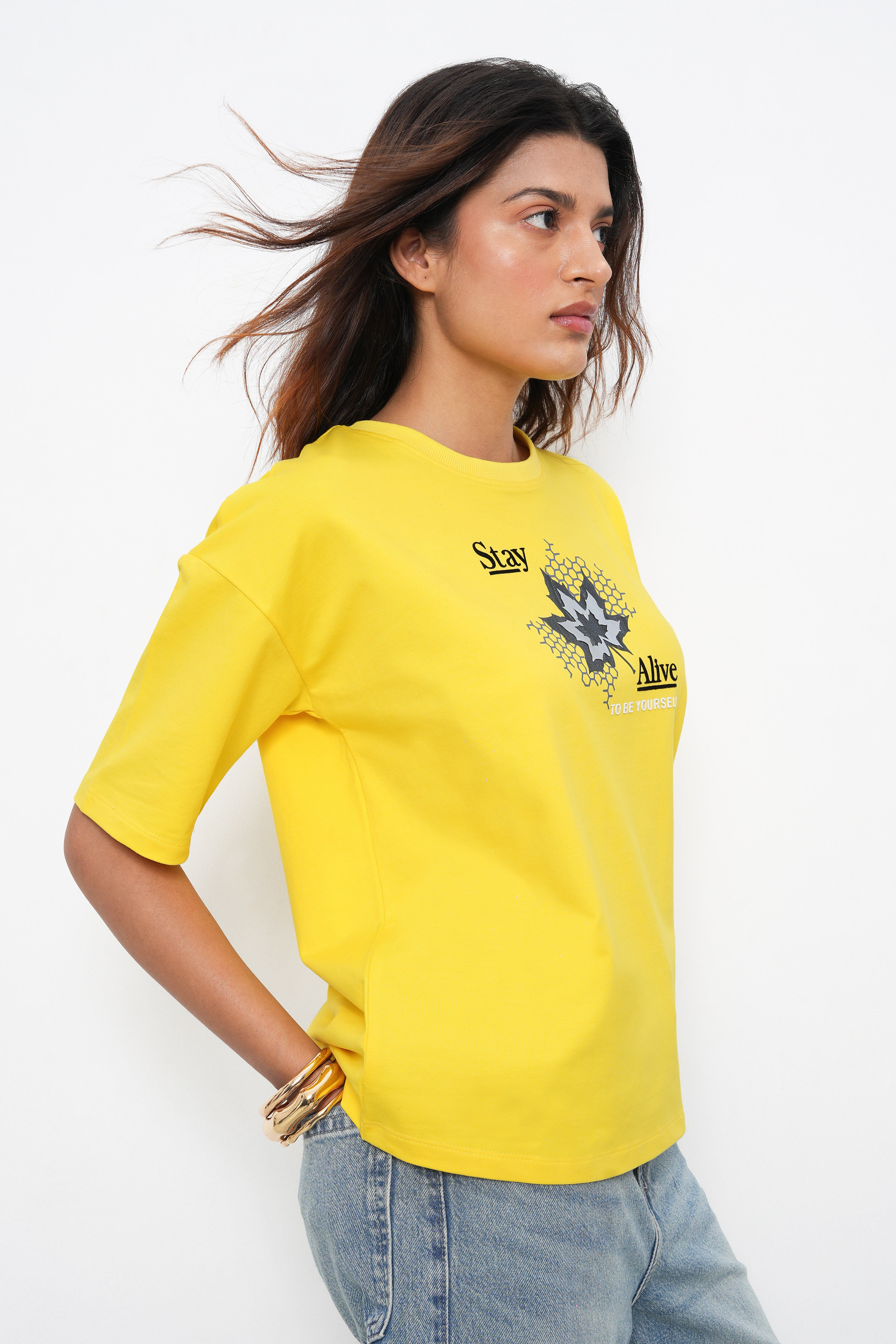 BONNATY FLORAL PRINT COTTON LEMON T-SHIRT-6