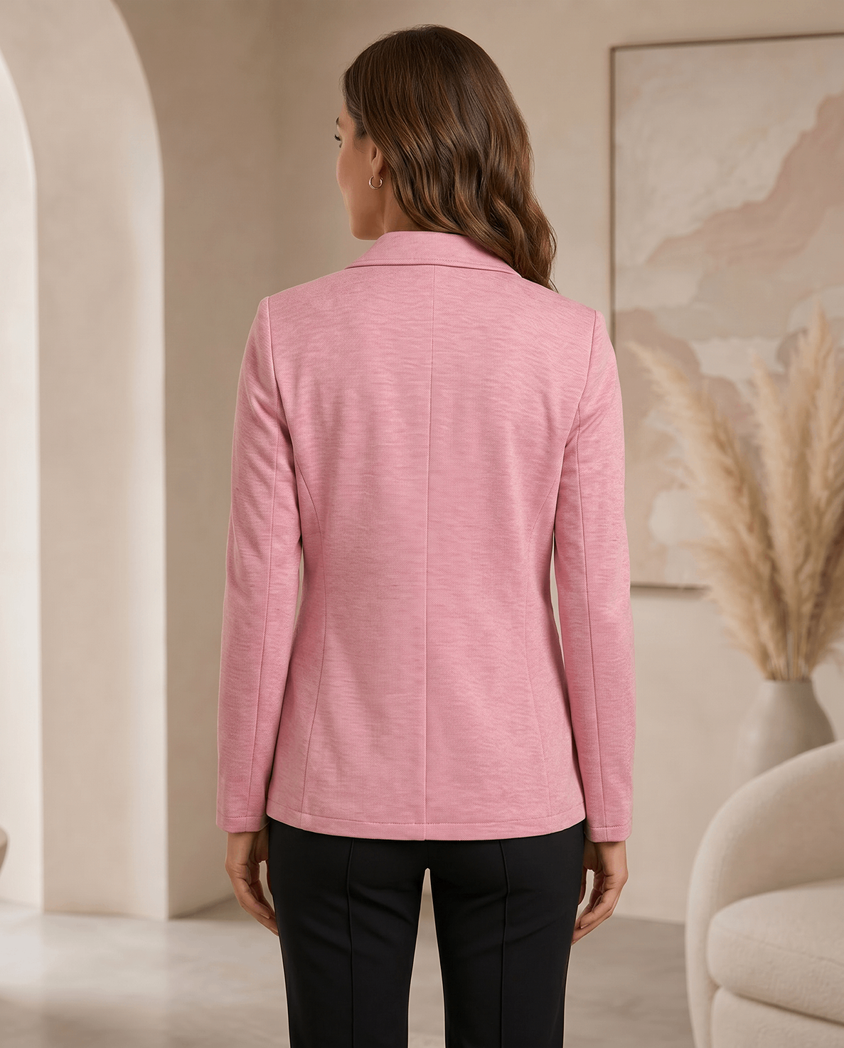 Bonnaty Pink Single-Breasted Formal Blazer-7