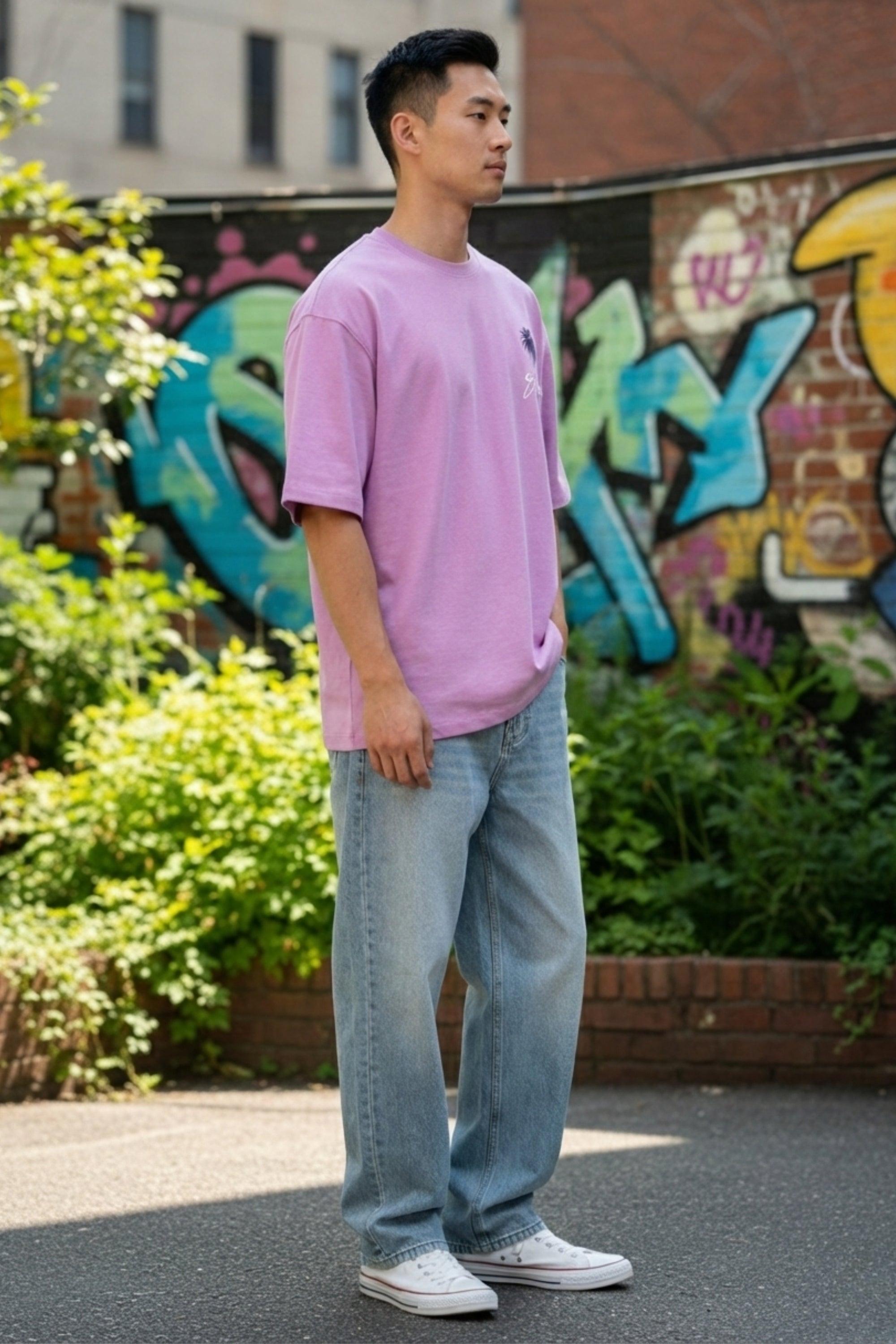 Lilac Printed Oversize T-shirt-3