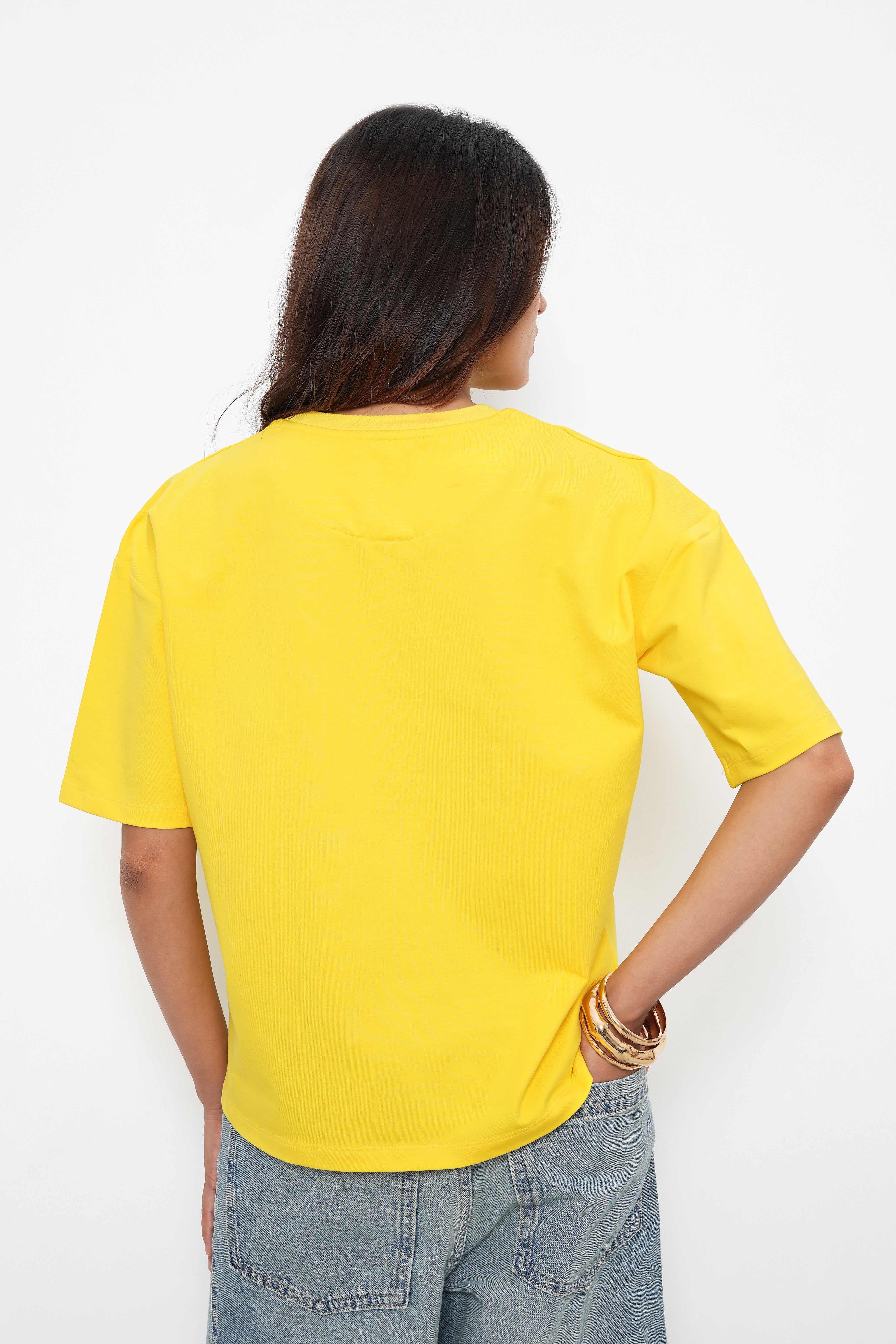 BONNATY FLORAL PRINT COTTON LEMON T-SHIRT-7