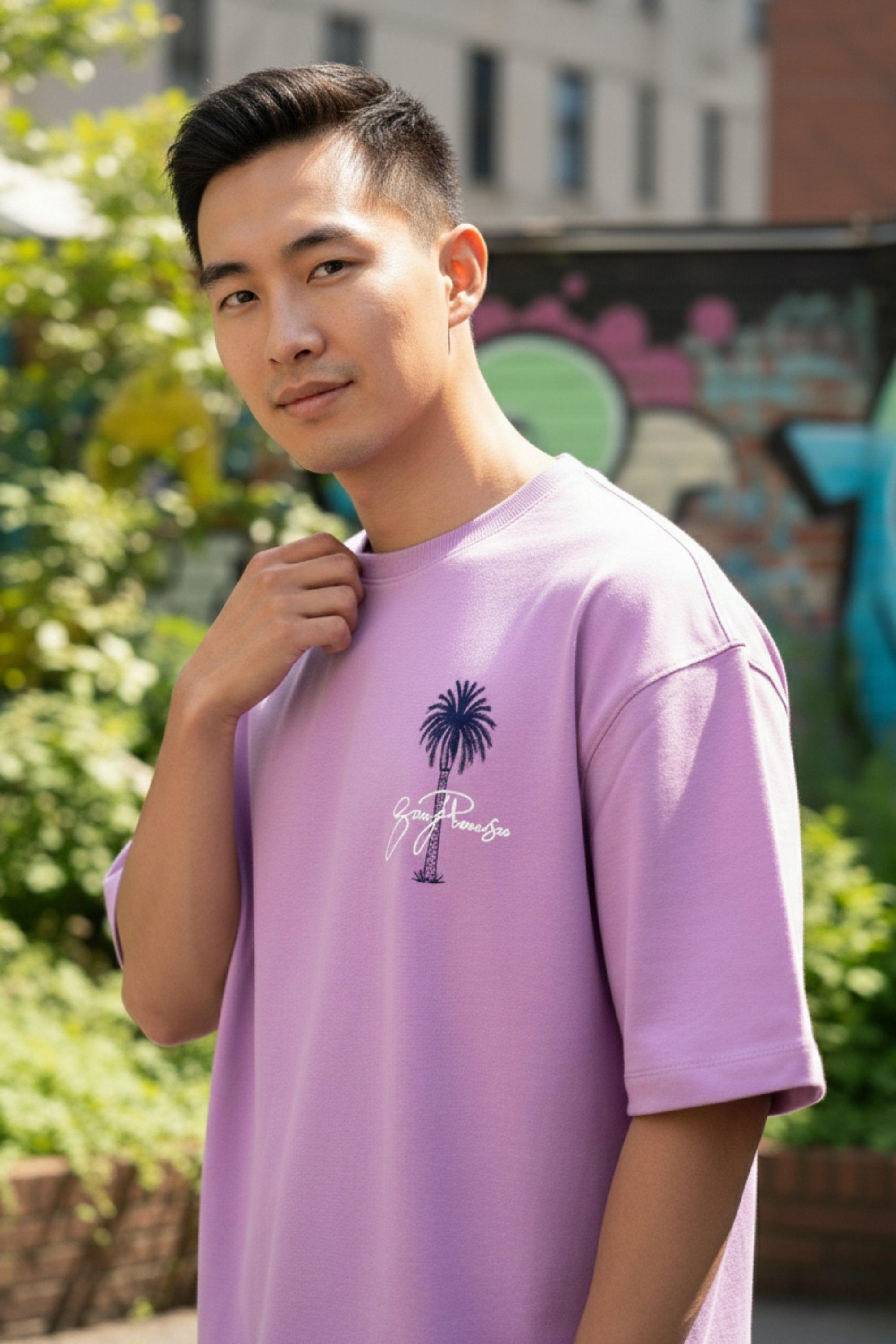 Lilac Printed Oversize T-shirt-4
