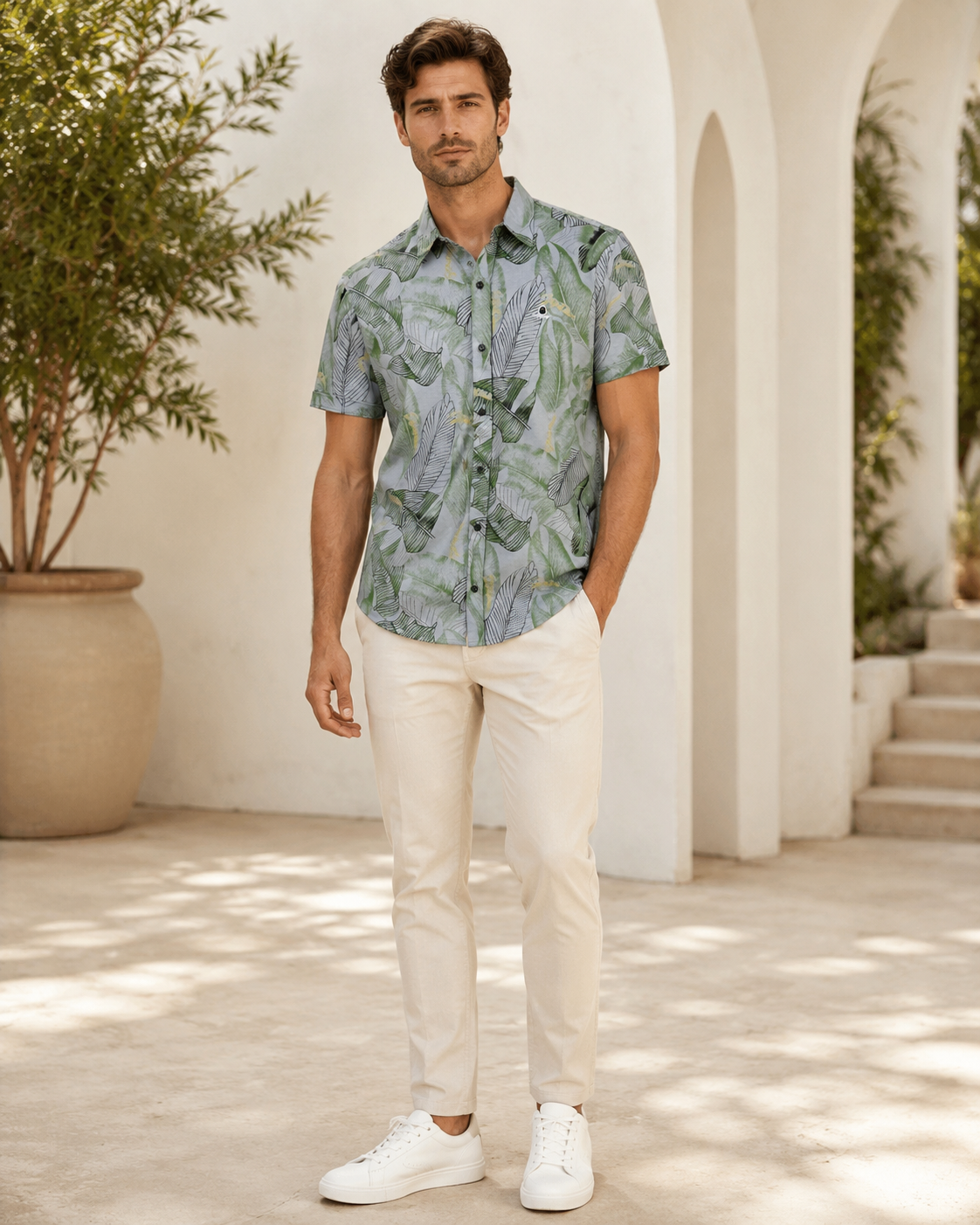 Light Grey Textured Casual Shirt-3