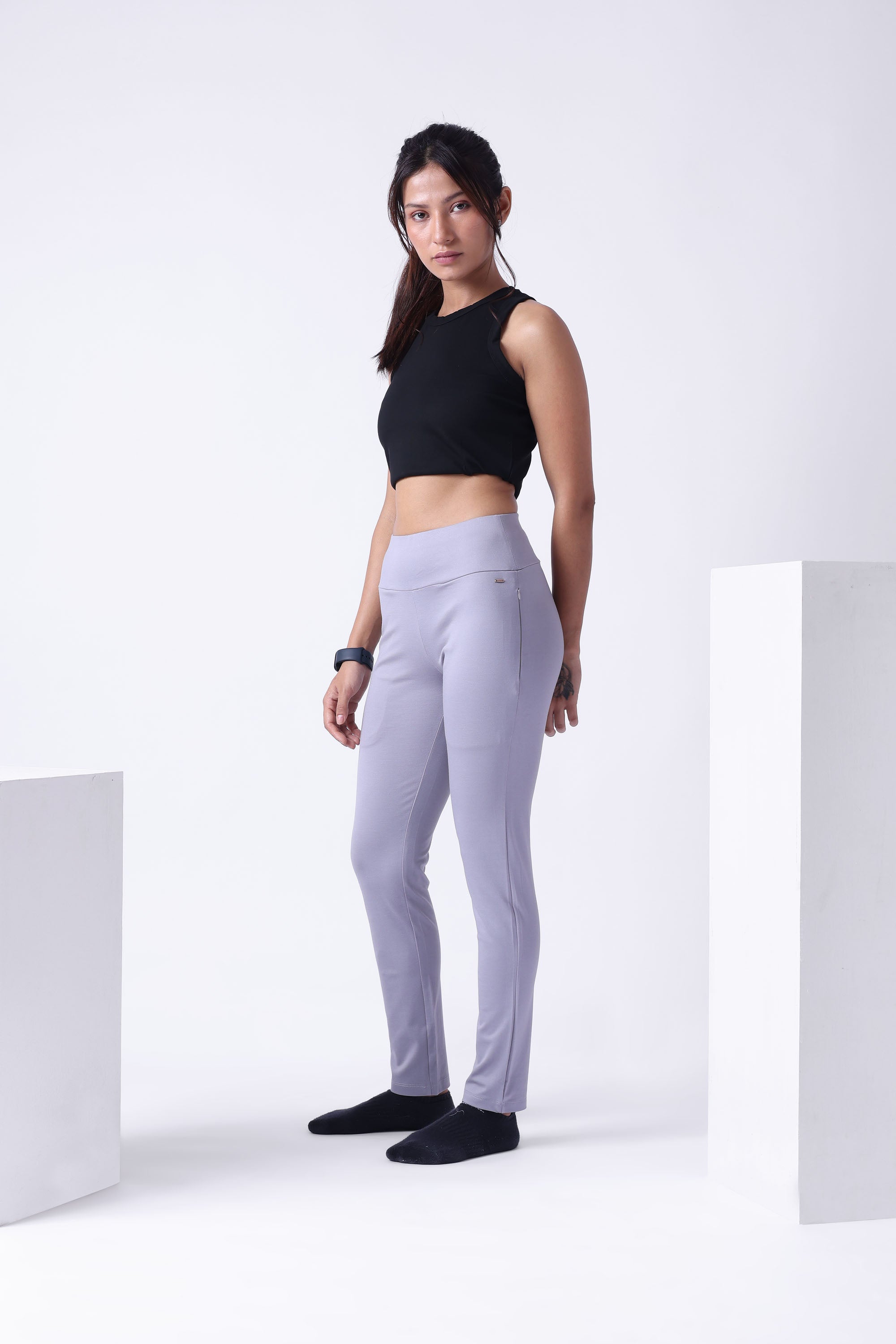 LIGHT GREY HIGH RISE FUNCTIONAL LEGGINGS-4