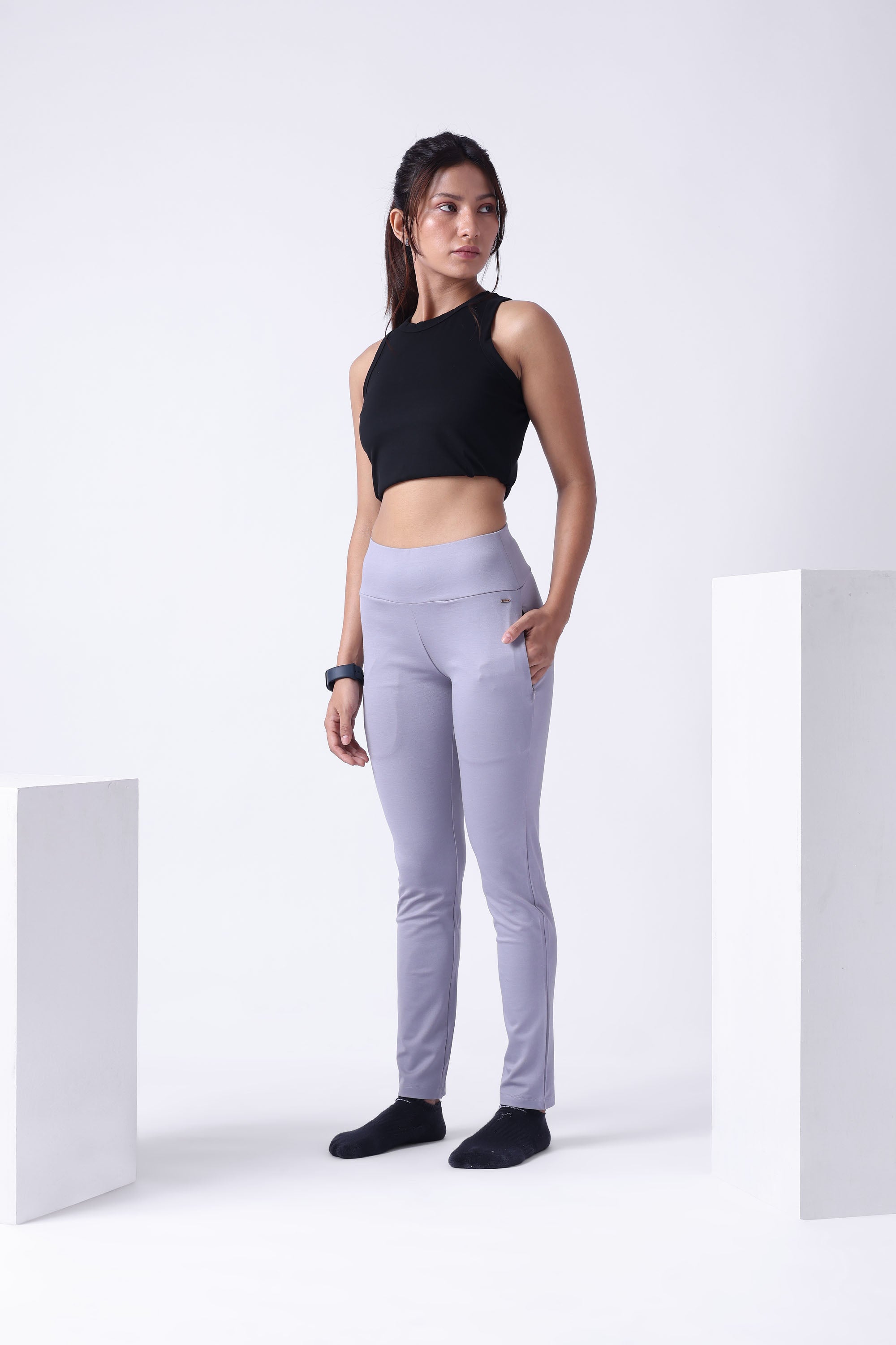 LIGHT GREY HIGH RISE FUNCTIONAL LEGGINGS-5