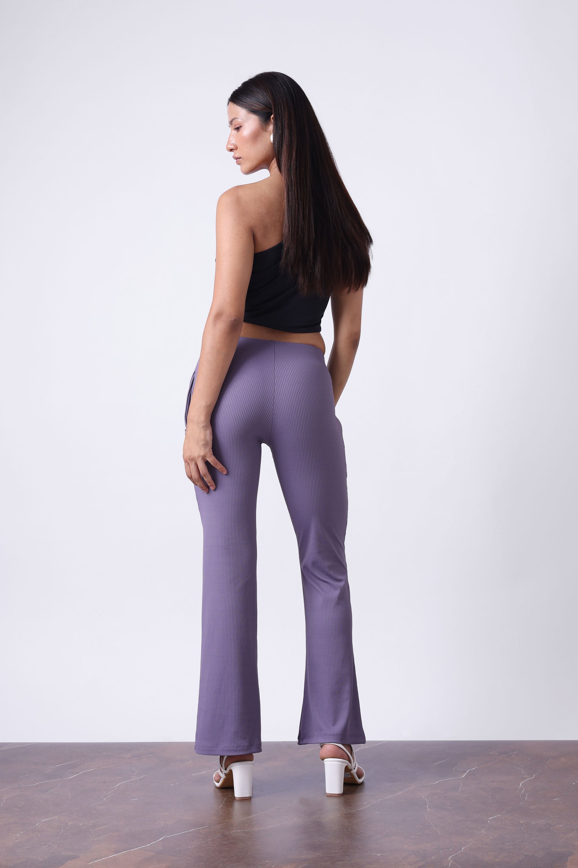 LILAC MID RISE FLARE PANTS-4