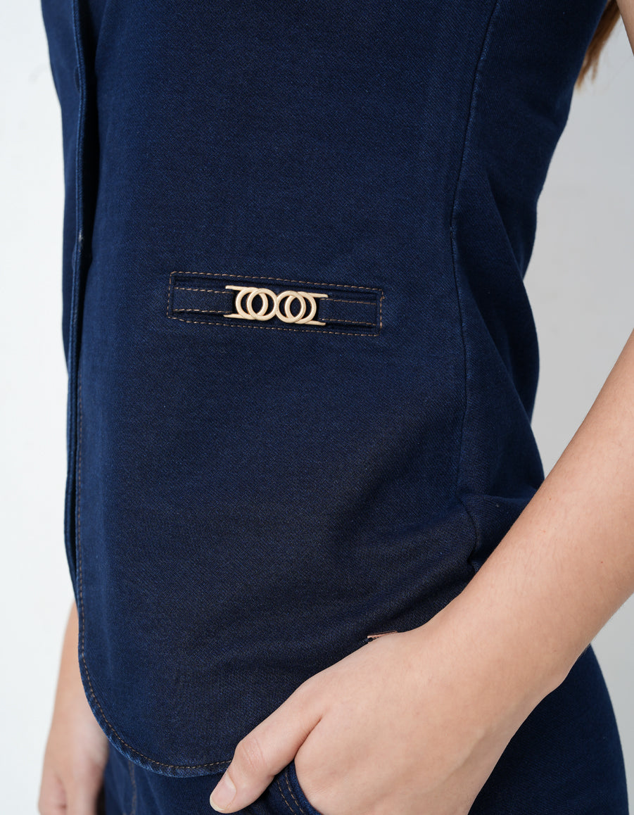 Knitted Denim Sleeveless Top-5