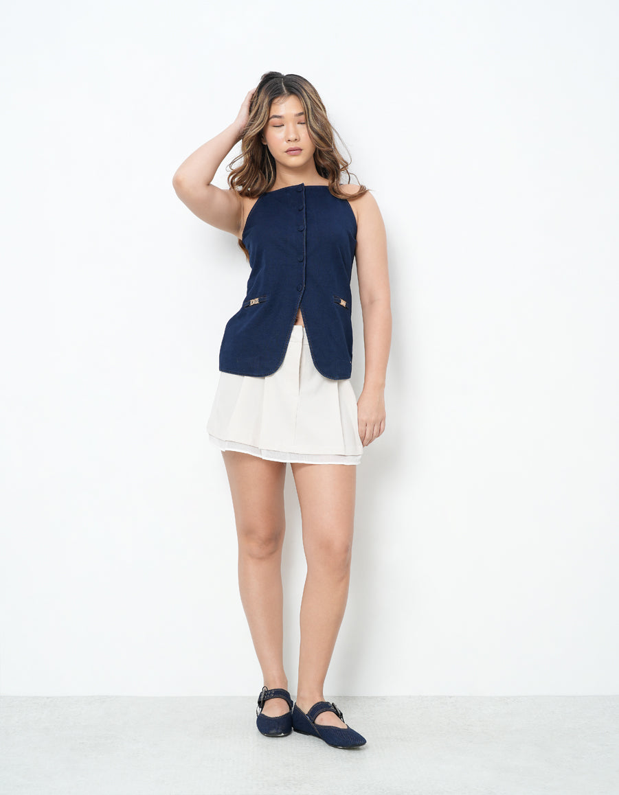 Knitted Denim Sleeveless Top-3